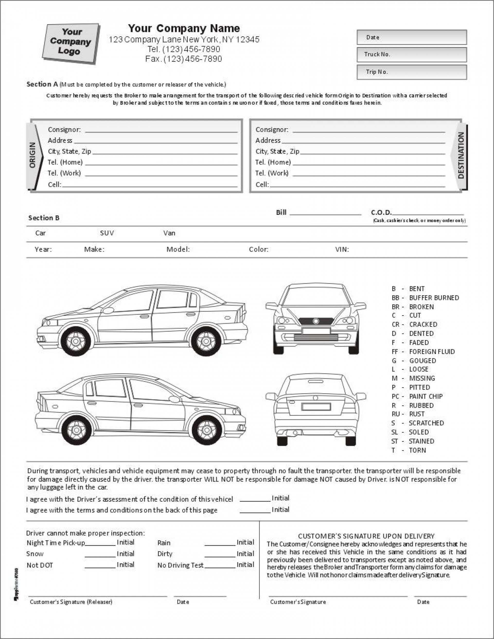 001 Vehicle Condition Report Template Fearsome Ideas Blank Inside Car Damage Report Template