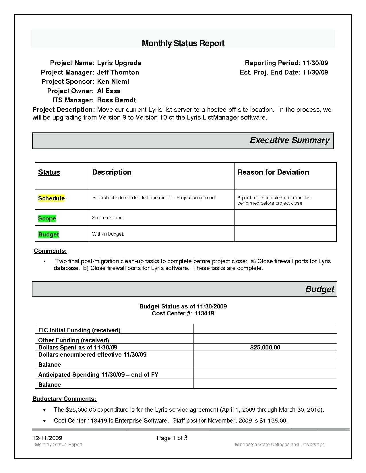 005 Project Management Status Report Template Progress Best Regarding Project Management Final Report Template