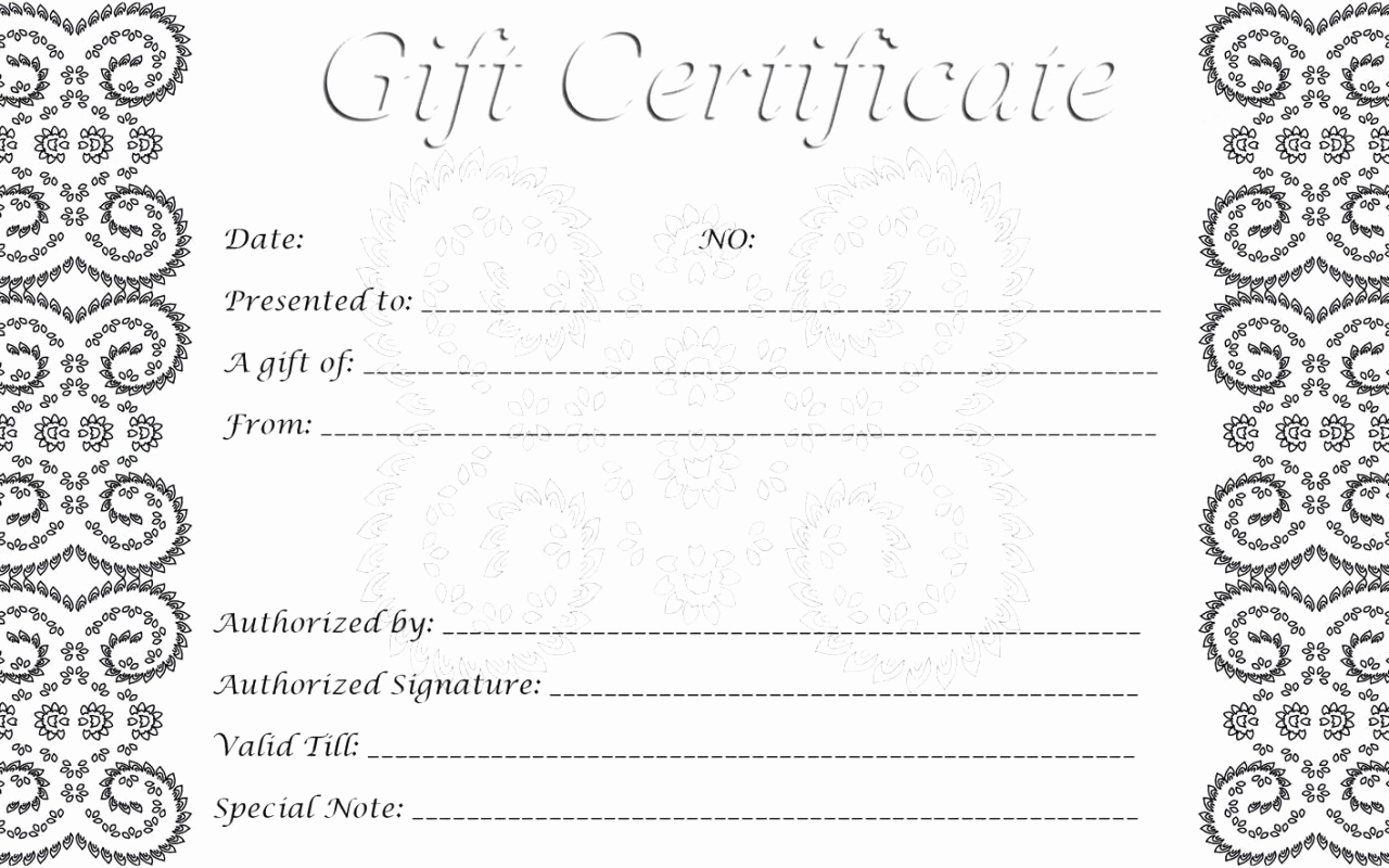 011 Blank Gift Certificate Template Ideas Online Printable With Black And White Gift Certificate Template Free