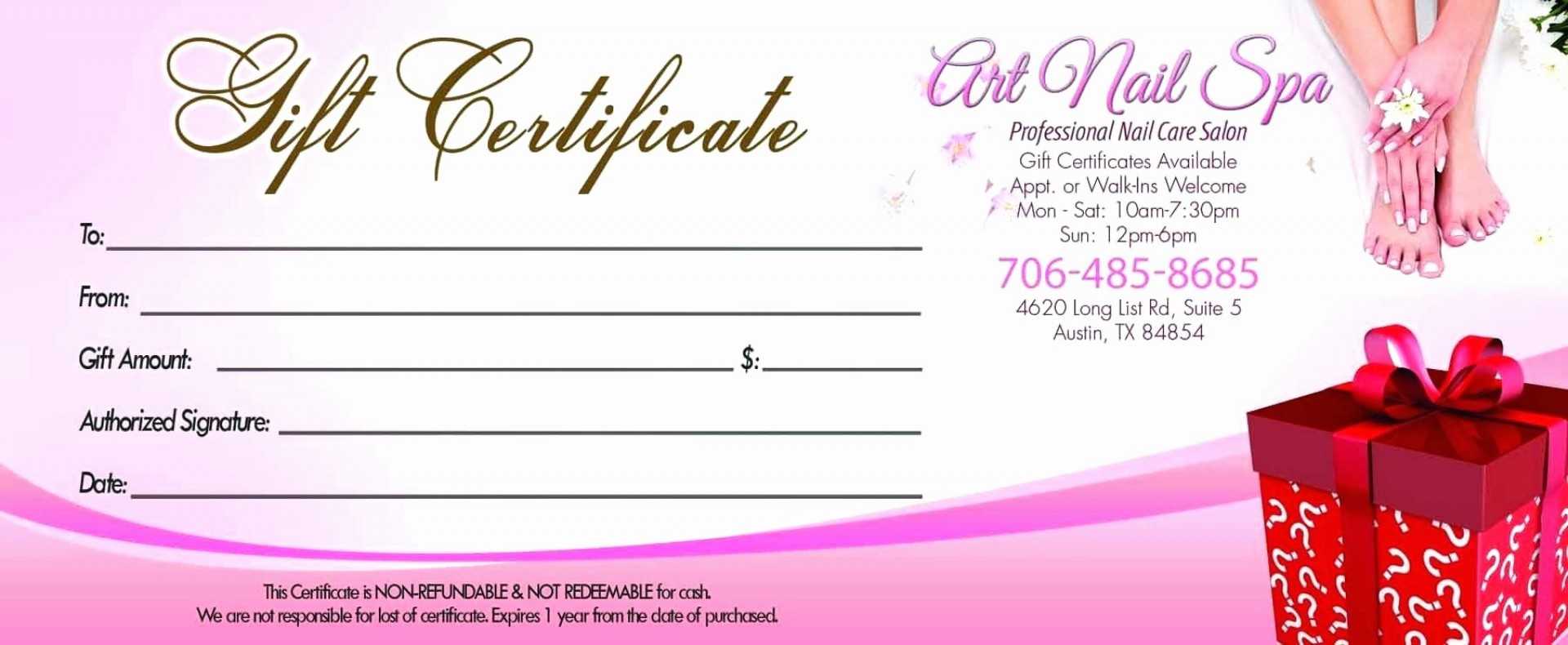 011 Template Ideas Salon Gift Amazing Certificate Printable With Nail Gift Certificate Template Free