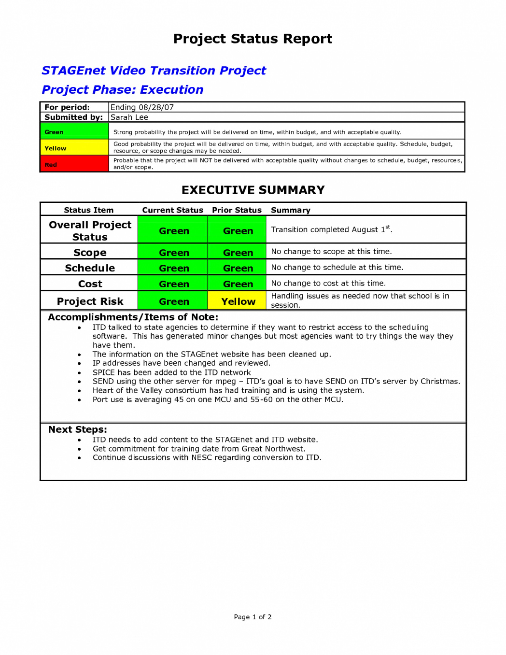 014 Template Ideas Project Progress Report 20Project Within With Regard To Closure Report Template