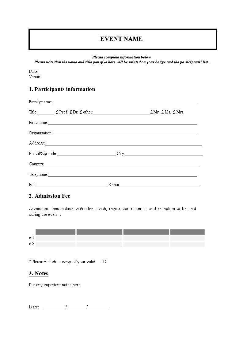 016 Template Ideas Registration Forms Magnificent Word With Regard To Registration Form Template Word Free