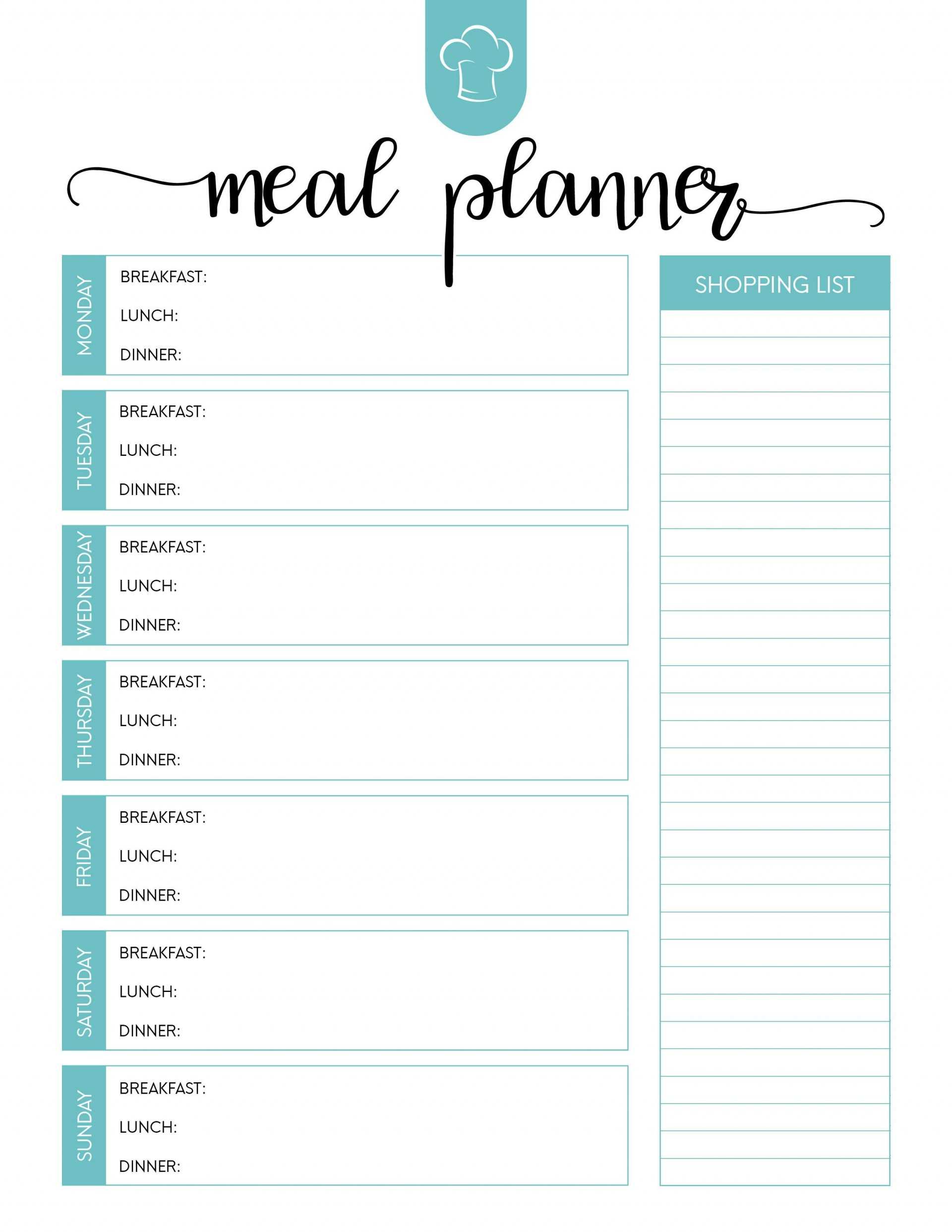 025 Template Ideas Free Menu Planner Meal Plan Awesome Regarding Menu Planning Template Word