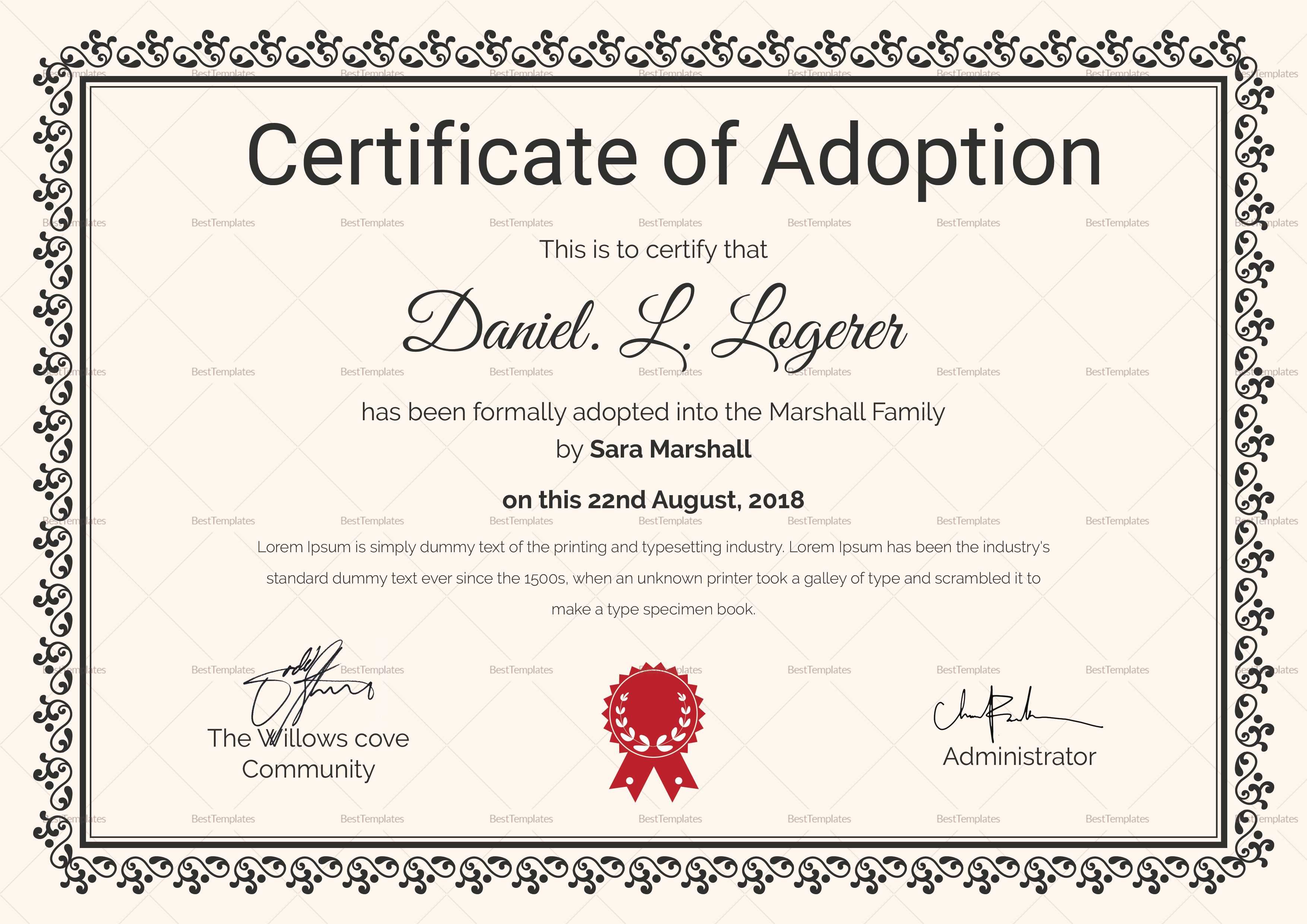 027 Official Birth Certificate Template Archaicawful Ideas Regarding Child Adoption Certificate Template