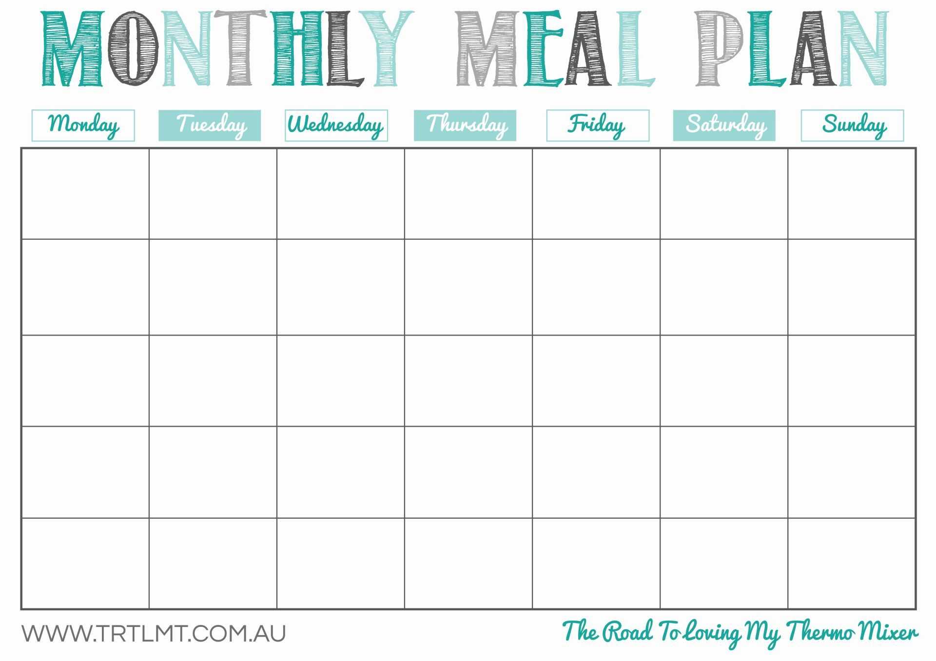 030 Monthly Meal Planner Template Free Menu Awesome Ideas Within Meal Plan Template Word