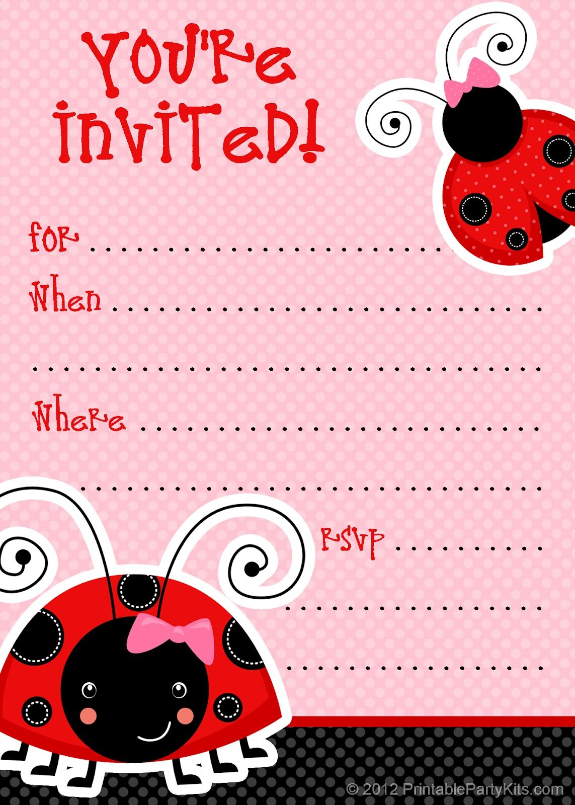 1) Free Printable Ladybug Invitation Blank Template. 2 Pertaining To Blank Ladybug Template