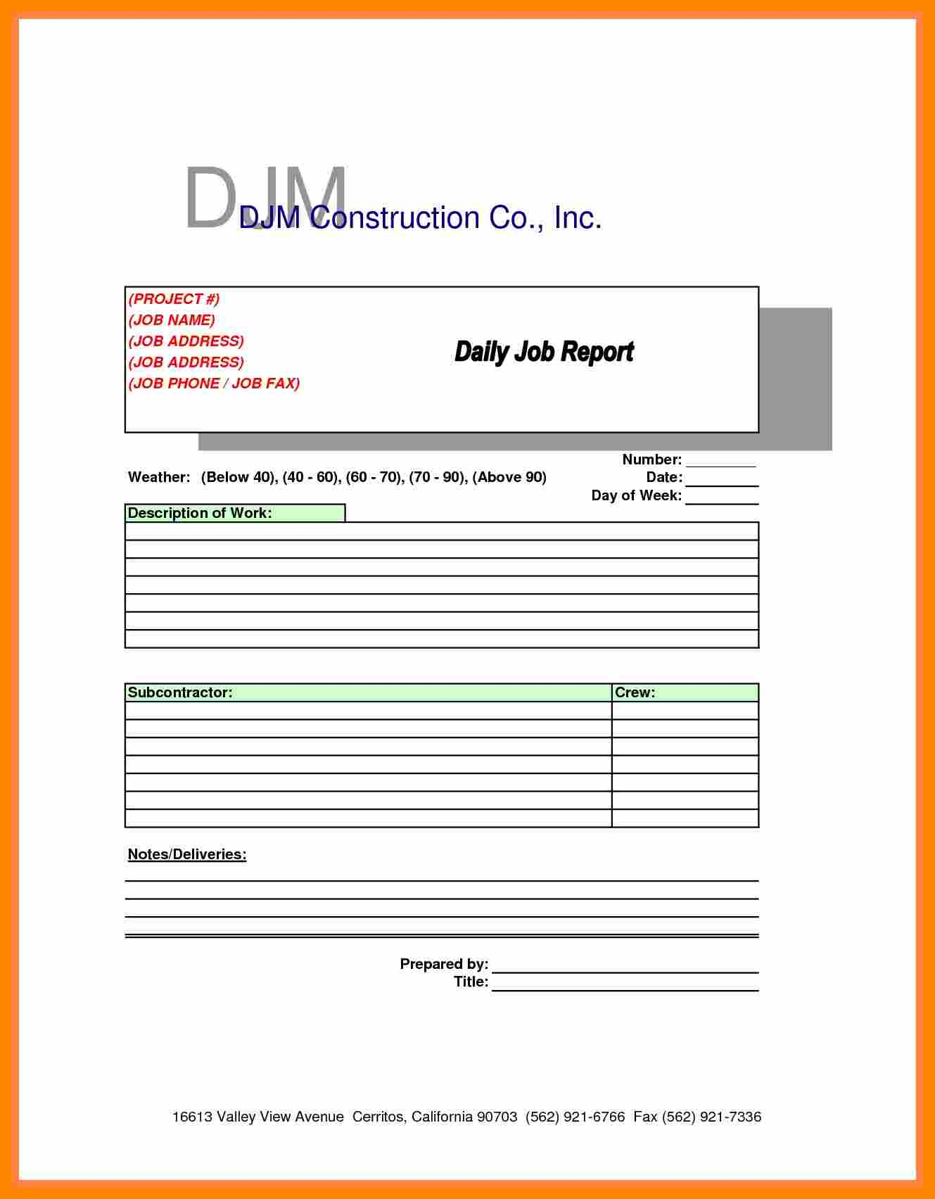 10+ Daily Project Report Format | Lobo Development For Machine Breakdown Report Template
