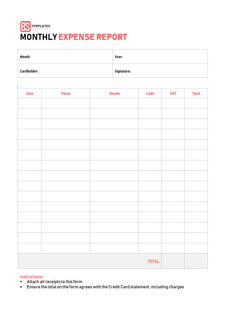 10+ Expense Report Template – Monthly, Weekly Printable Intended For Expense Report Spreadsheet Template