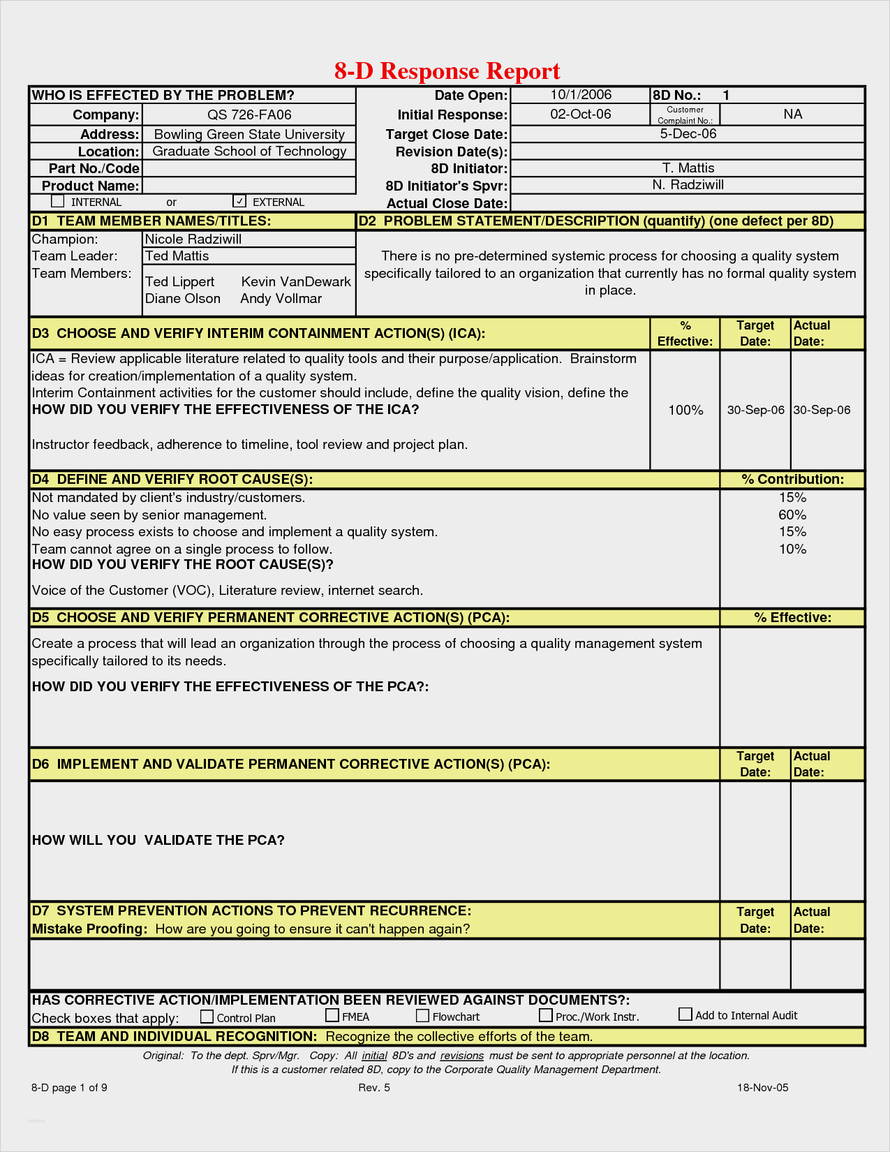 11. 8D Report Vorlage Inspiration Reklamationsmanagement 8D Regarding 8D Report Format Template