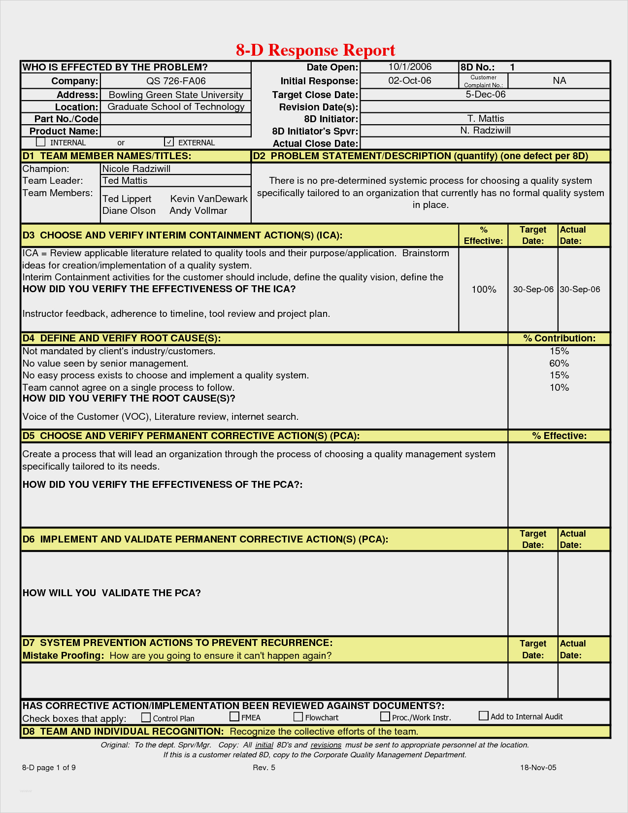 11. 8D Report Vorlage Inspiration Reklamationsmanagement 8D Regarding 8D Report Format Template