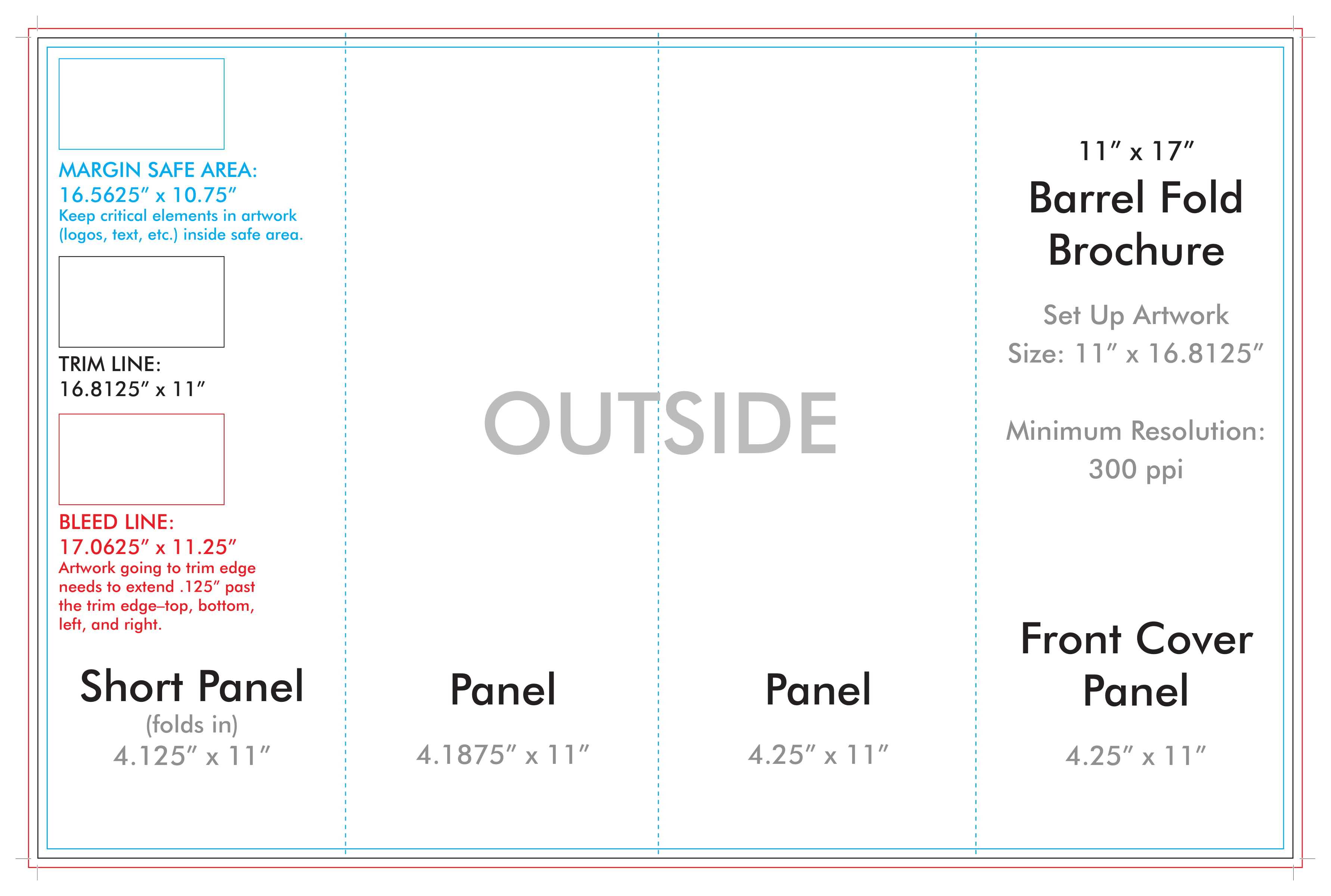 11" X 17" Barrel Fold Brochure Template – U.s. Press Regarding 11X17 Brochure Template