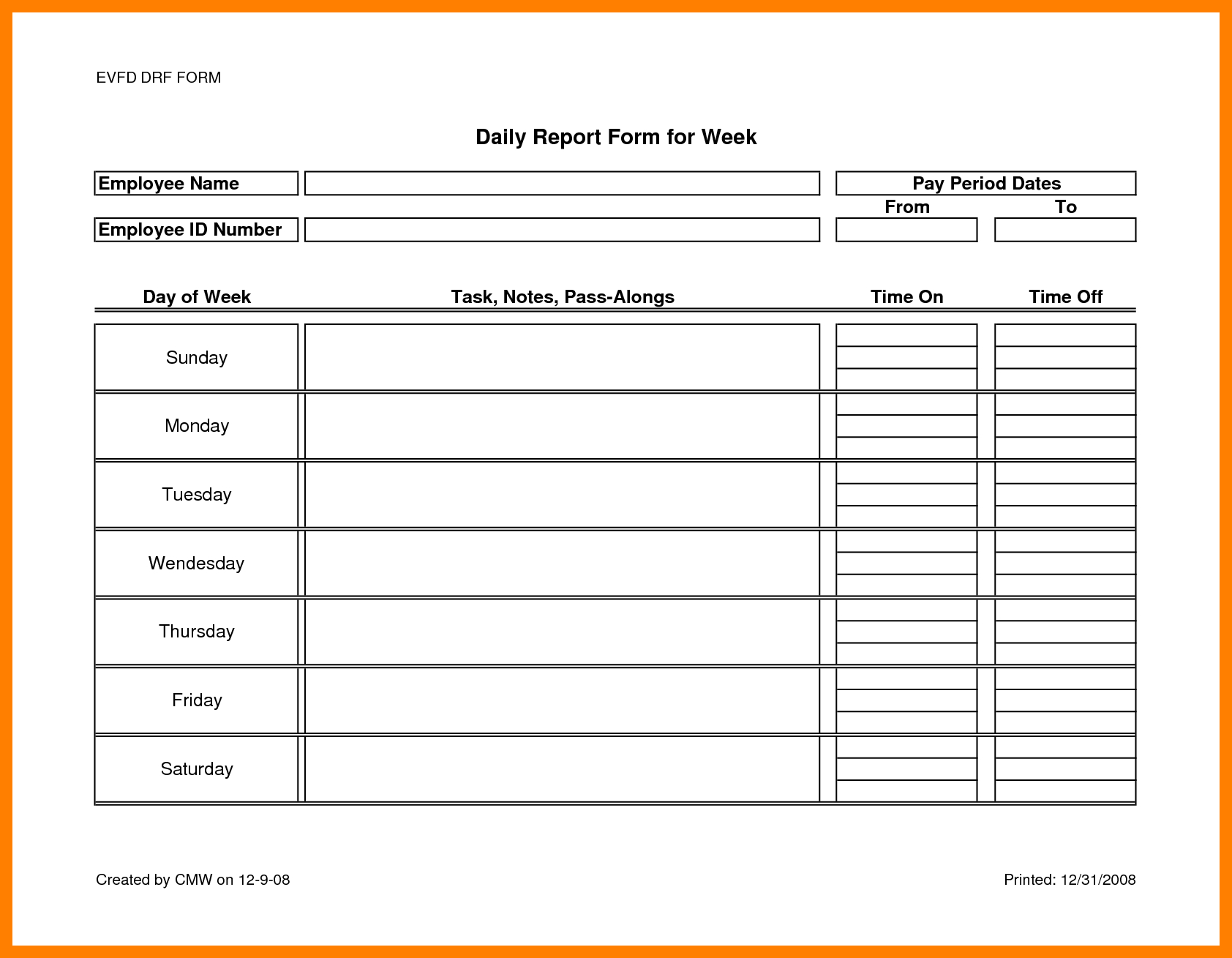 12+ Daily Report Format For Office Staff | Lobo Development Pertaining To Employee Daily Report Template
