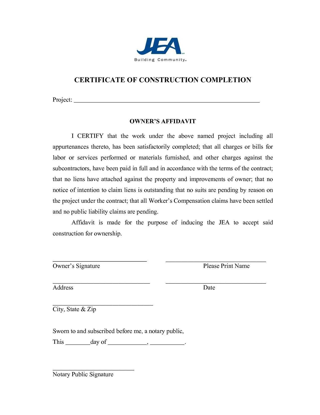 12 Samples Of Certificates Of Completion | Proposal Resume For Certificate Of Completion Template Construction