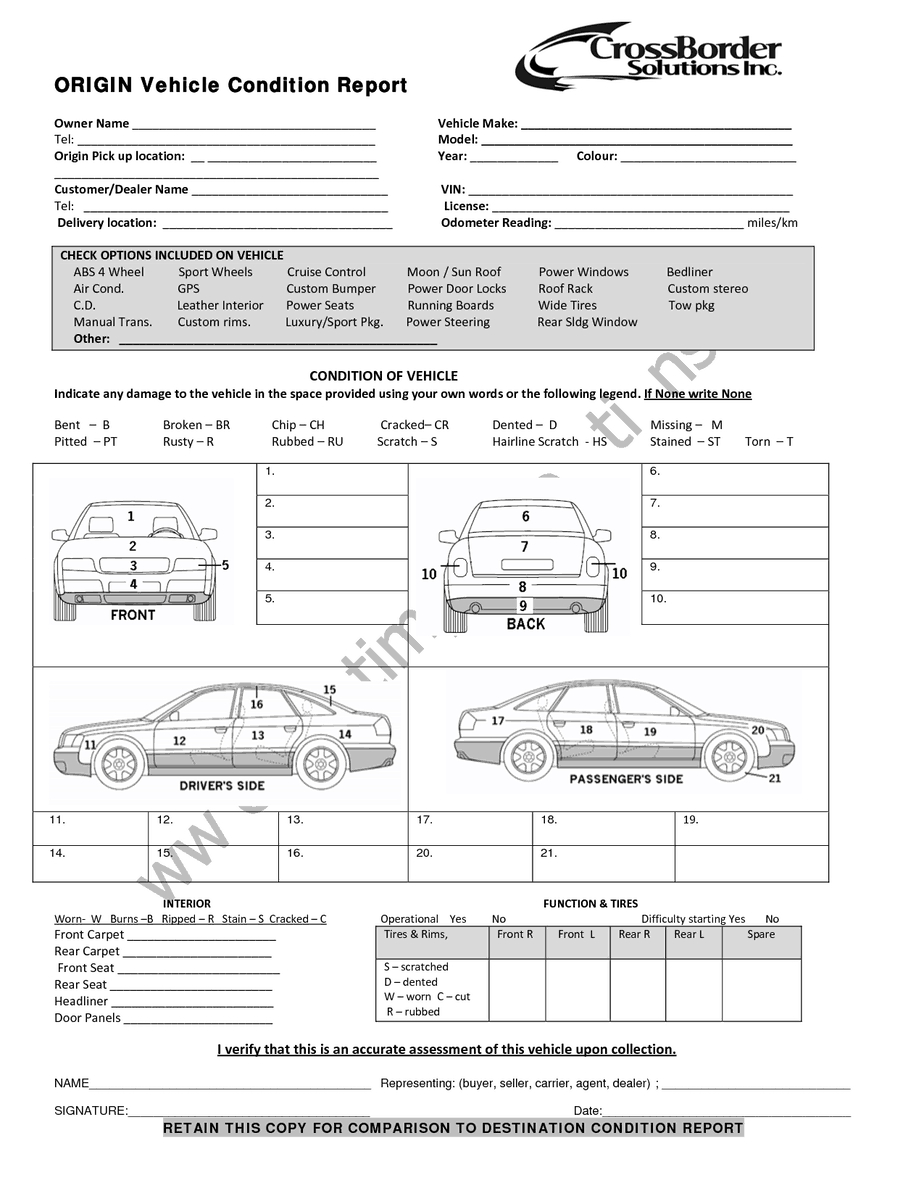 12+ Vehicle Condition Report Templates - Word Excel Samples In Truck Condition Report Template