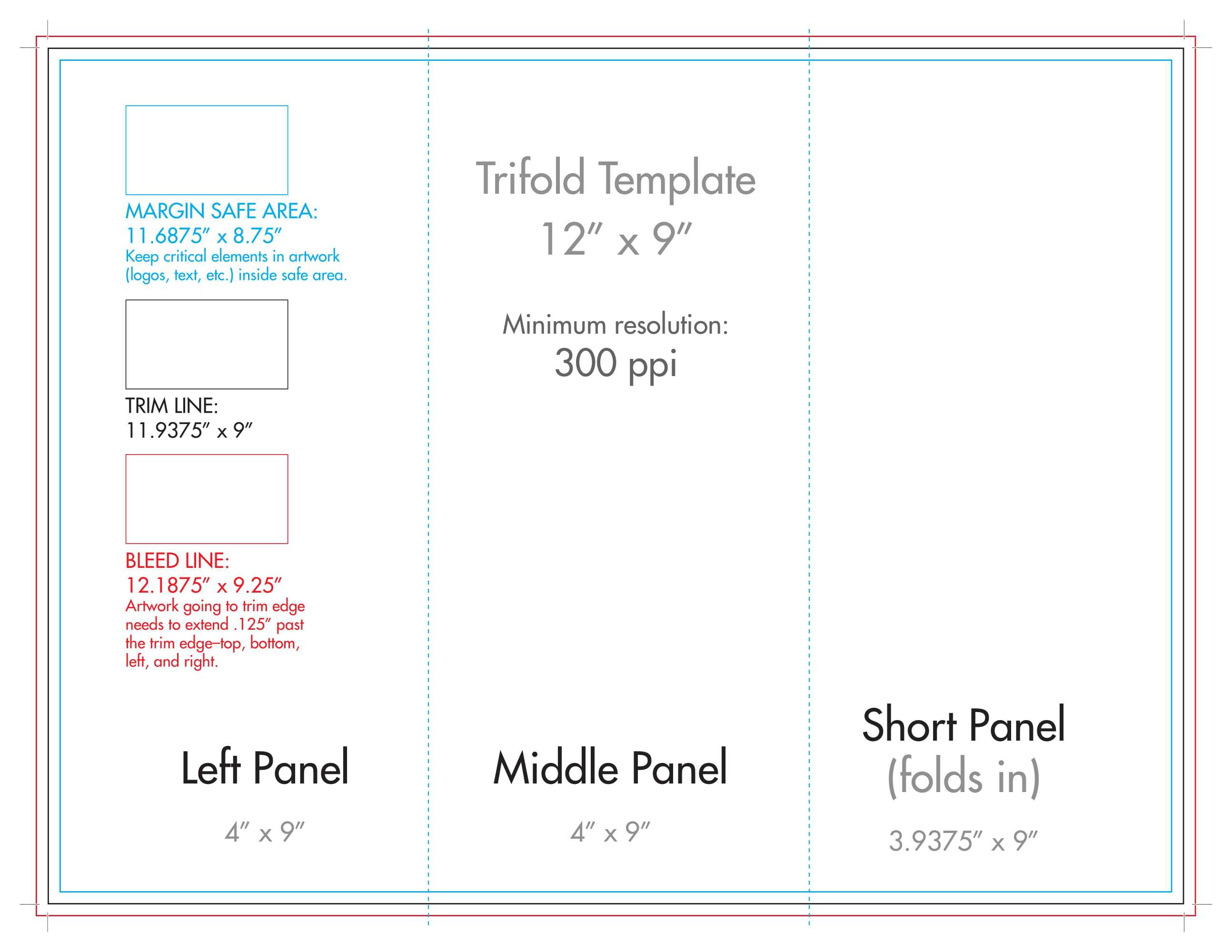 12" X 9" Rack Brochure Template (Tri Fold) - U.s. Press Intended For Brochure Folding Templates