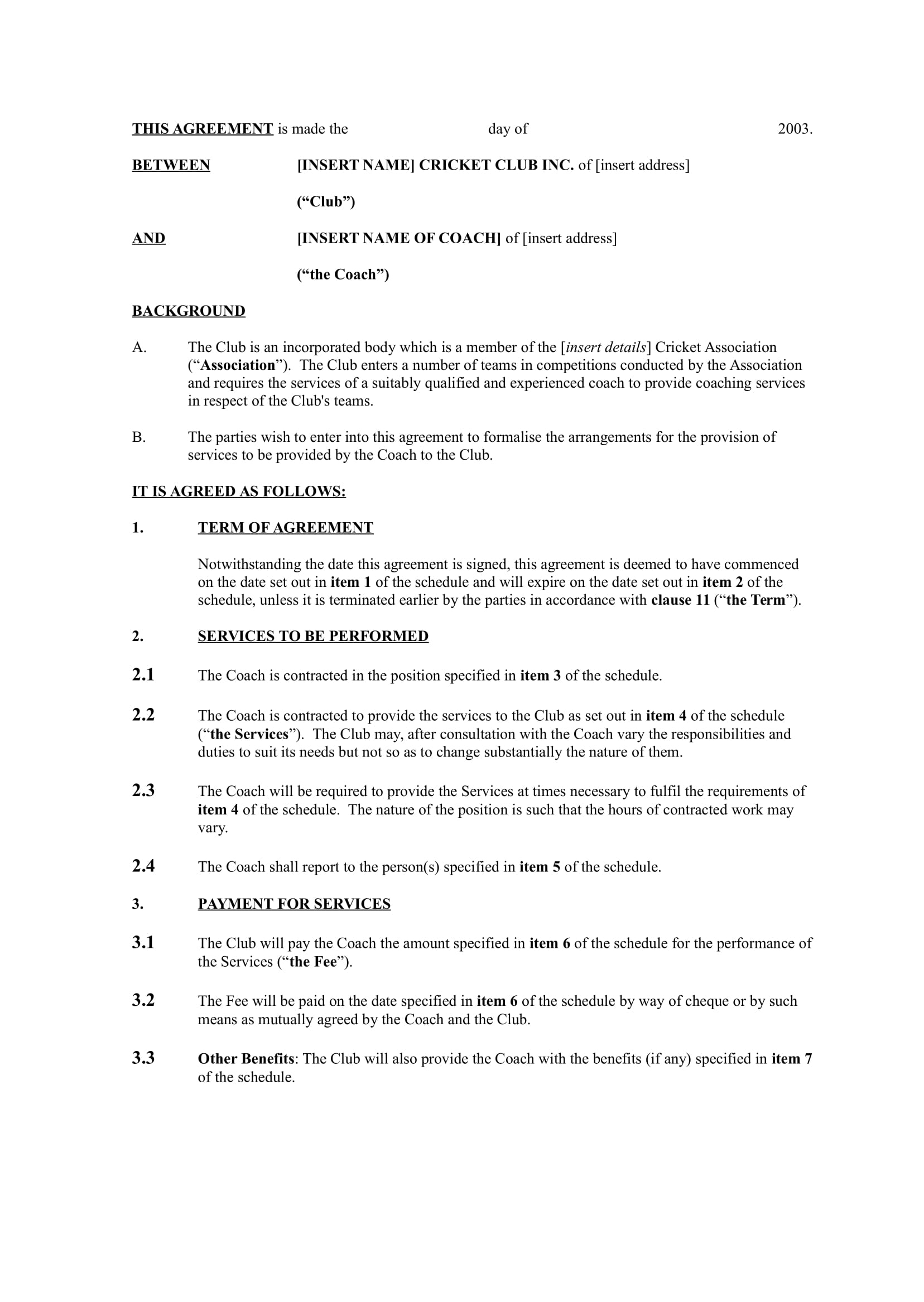 13+ Sports Coach Contract Example Templates – Docs, Word With Regard To Coaches Report Template