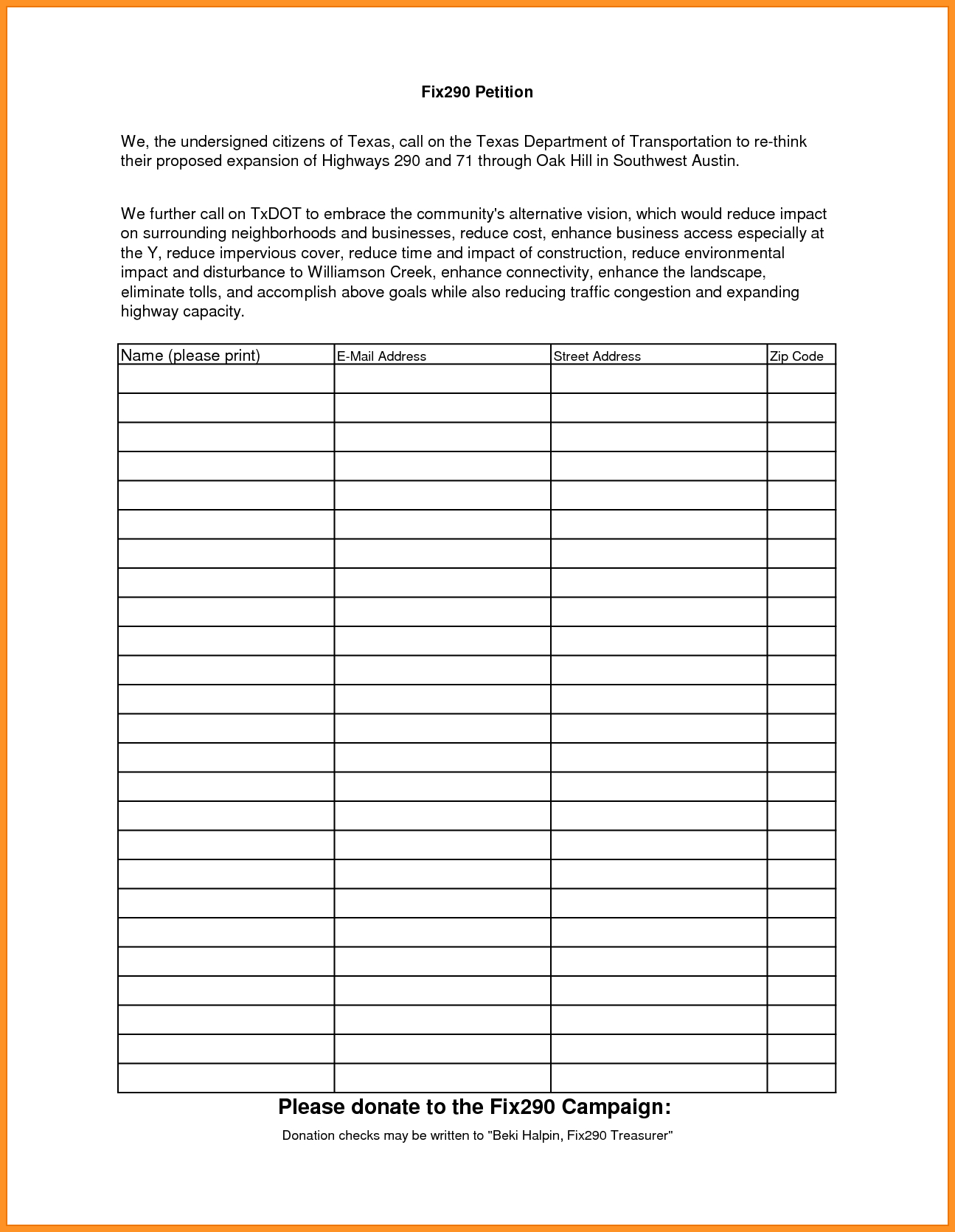 14 15 Petition Template Printable | Southbeachcafesf With Regard To Blank Petition Template