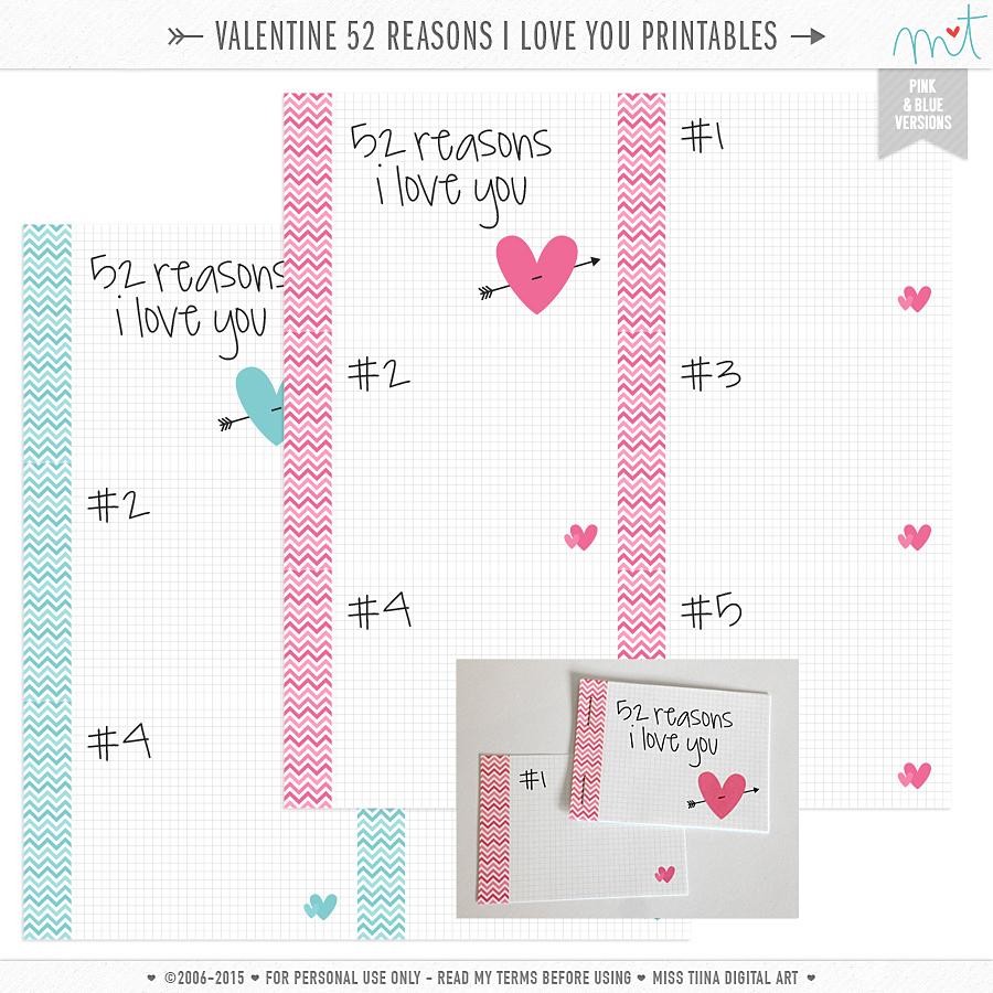 14 Days Of Free Valentine's Printables Day 14 – Happy In 52 Reasons Why I Love You Cards Templates Free