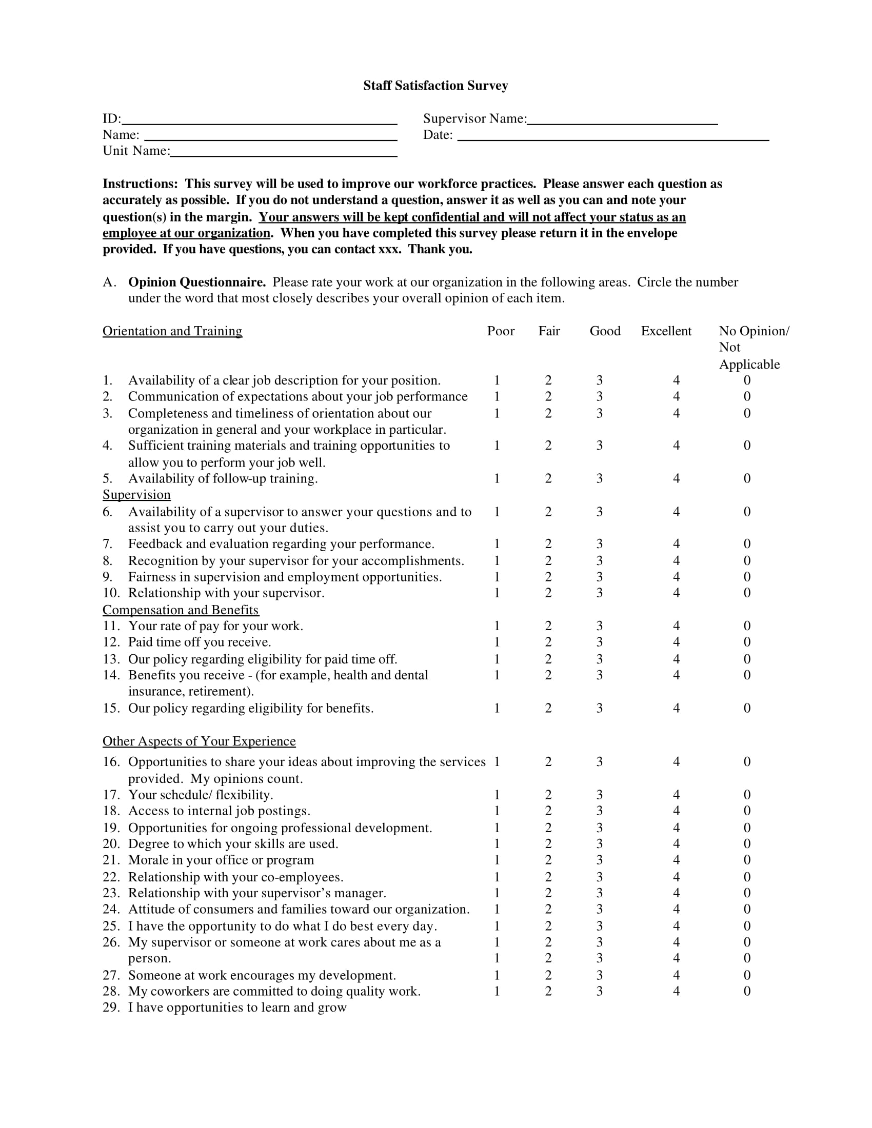 14+ Employee Satisfaction Survey Form Examples – Pdf, Doc Throughout Employee Satisfaction Survey Template Word
