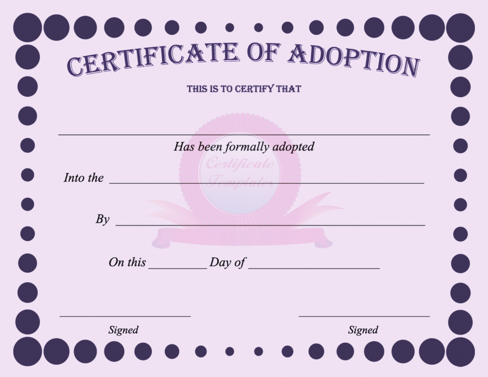 15+ Adoption Certificate Templates | Free Printable Word For Build A Bear Birth Certificate Template