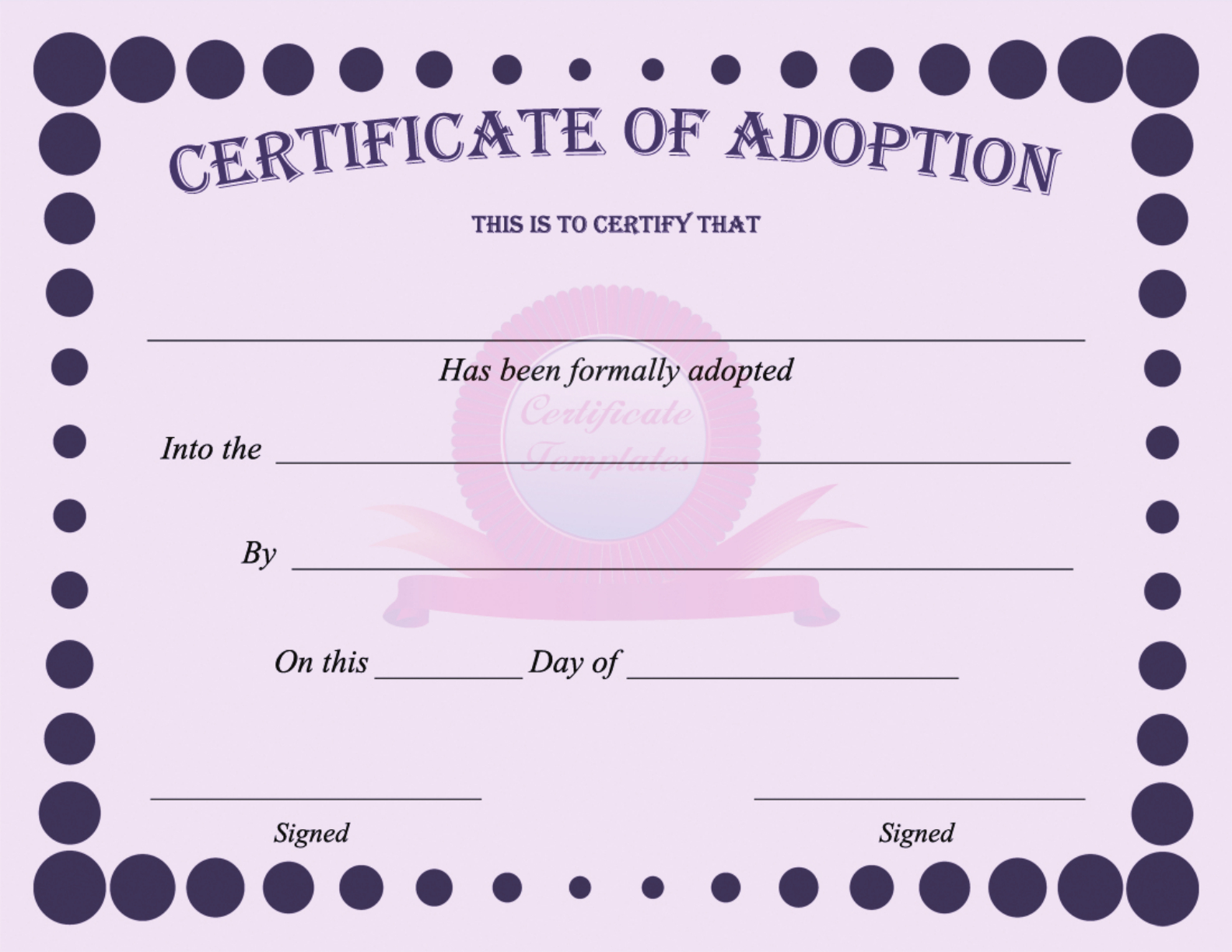 15+ Adoption Certificate Templates | Free Printable Word With Regard To Toy Adoption Certificate Template