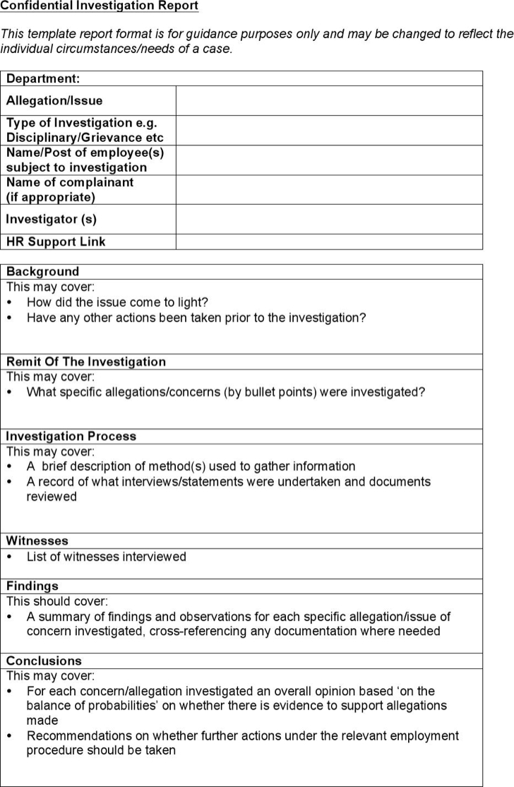 15 Images Of Hr Investigation Summary Template | Vanscapital With Regard To Hr Investigation Report Template