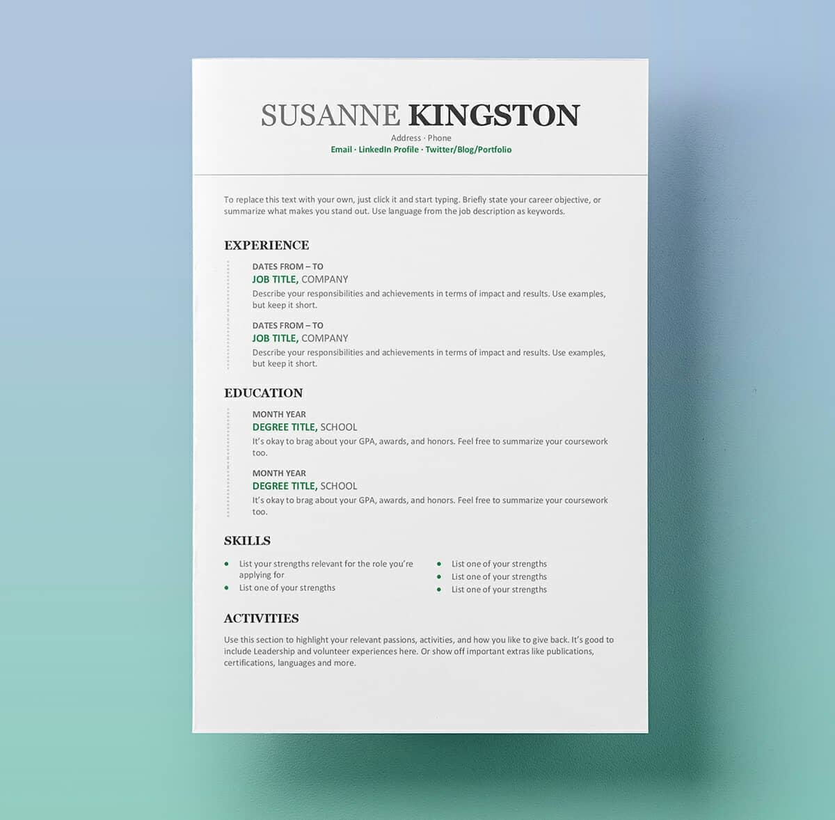 15+ Resume Templates For Word (Free To Download) In How To Get A Resume Template On Word