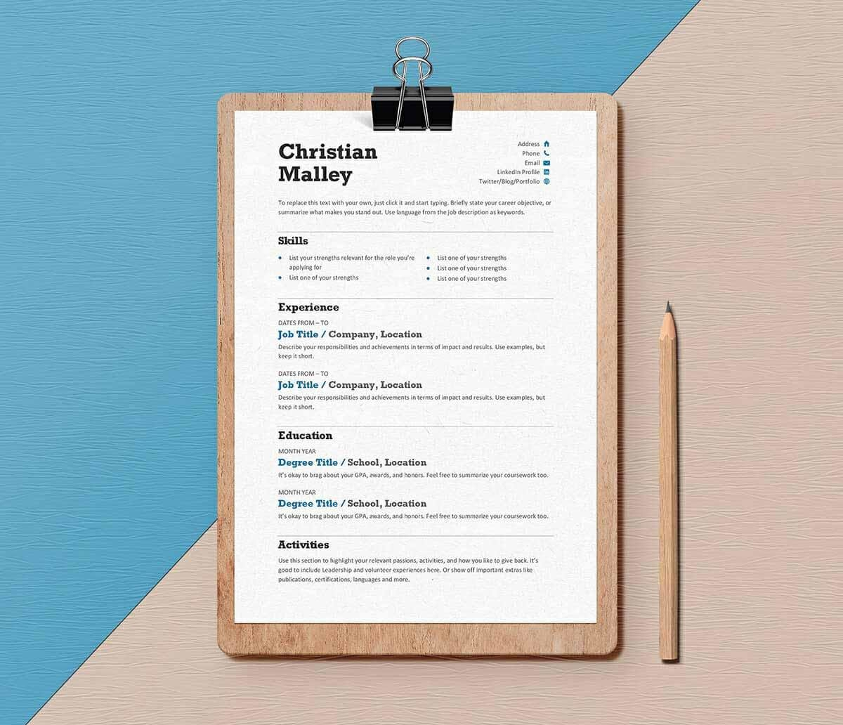 15+ Resume Templates For Word (Free To Download) With How To Get A Resume Template On Word