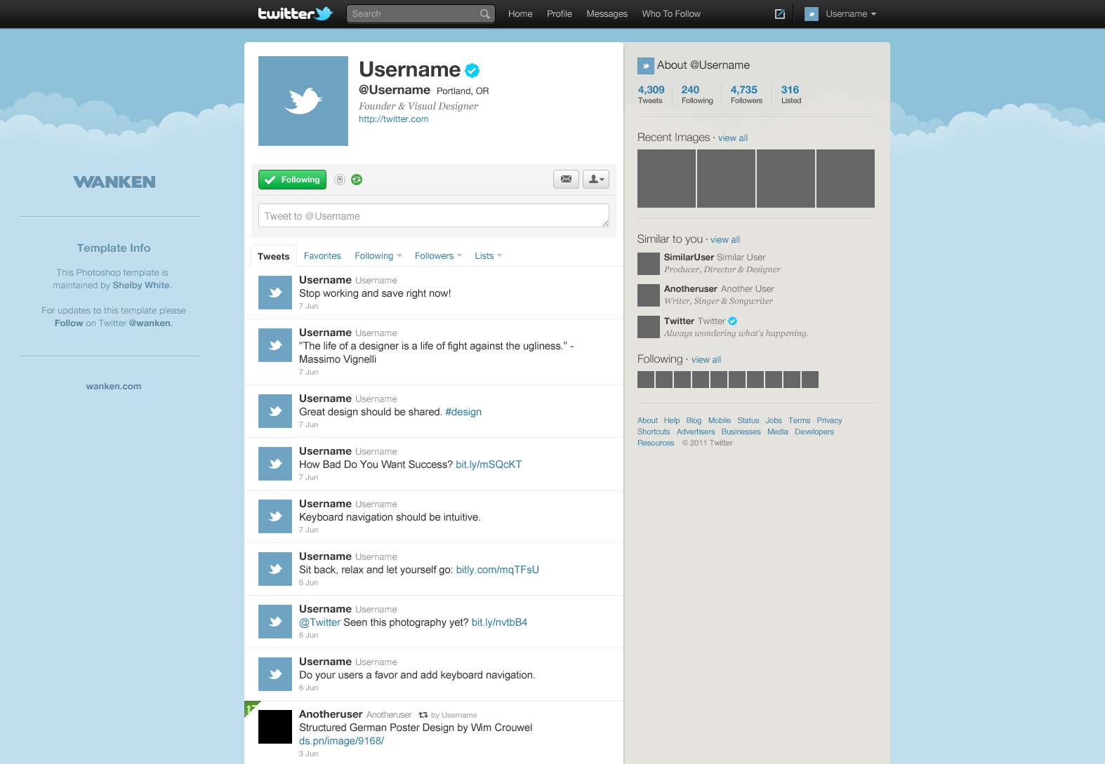 15 Twitter Psd Template Images – Twitter Templates Free Pertaining To Blank Twitter Profile Template