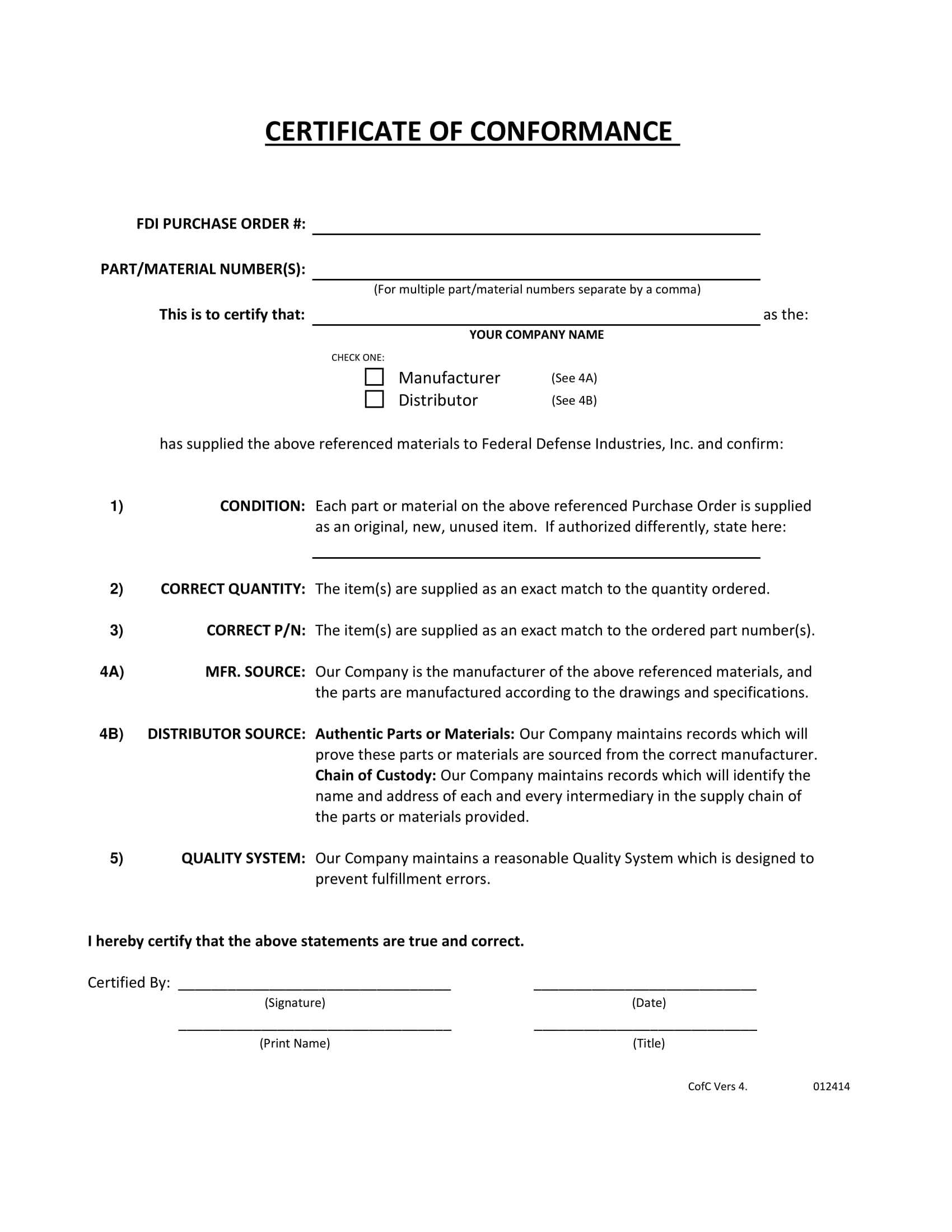 16+ Certificate Of Conformance Example – Pdf, Word, Ai Inside Certificate Of Conformance Template