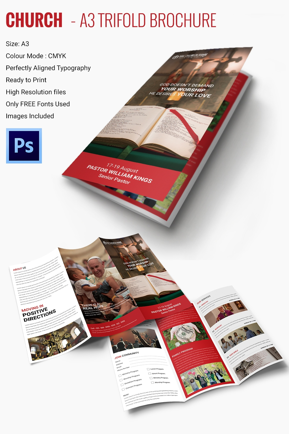 16+ Popular Church Brochure Templates – Ai,psd, Docs, Pages In Free Church Brochure Templates For Microsoft Word