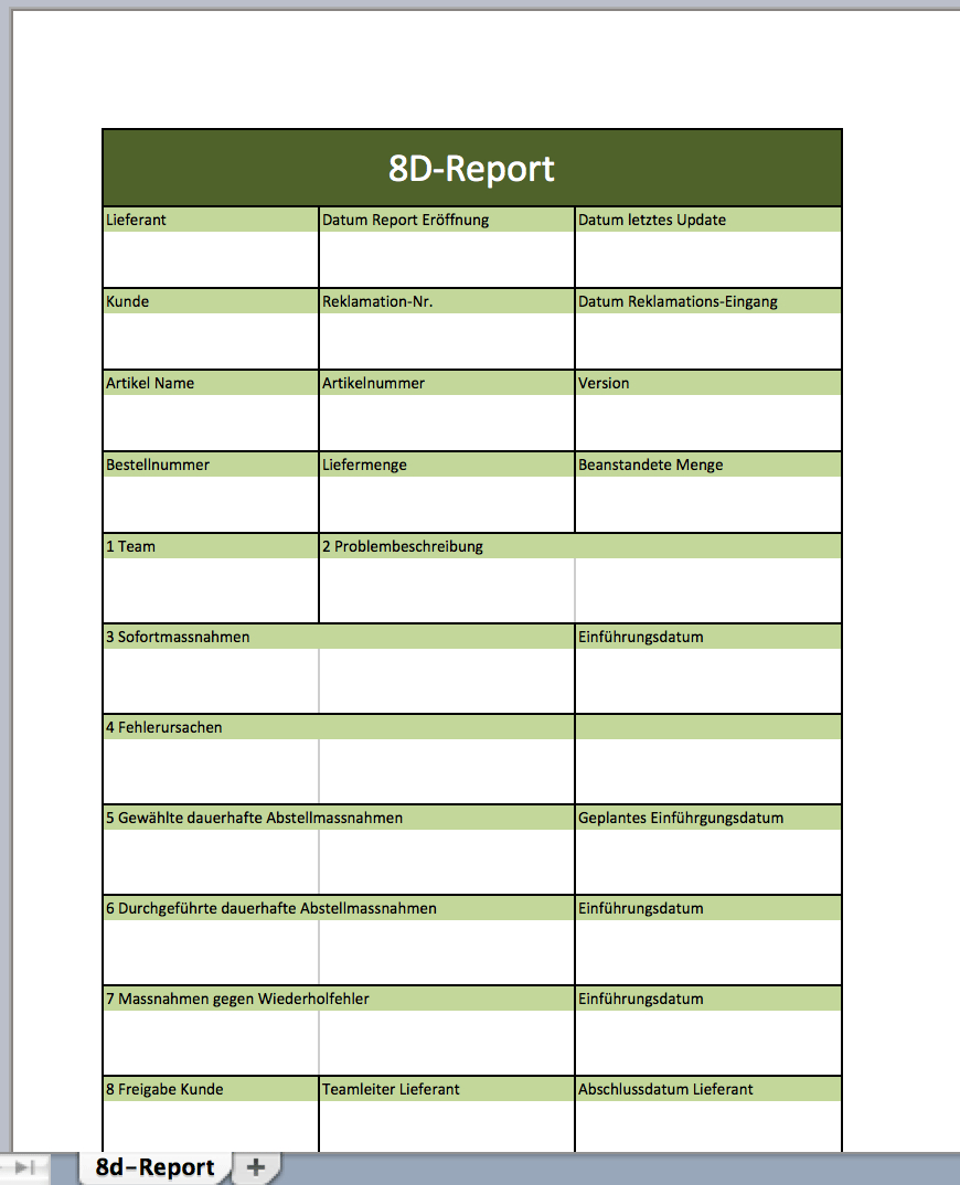 17. 8D Report Vorlage Word Herunterladen 8D Report Vorlage Pertaining To 8D Report Template Xls