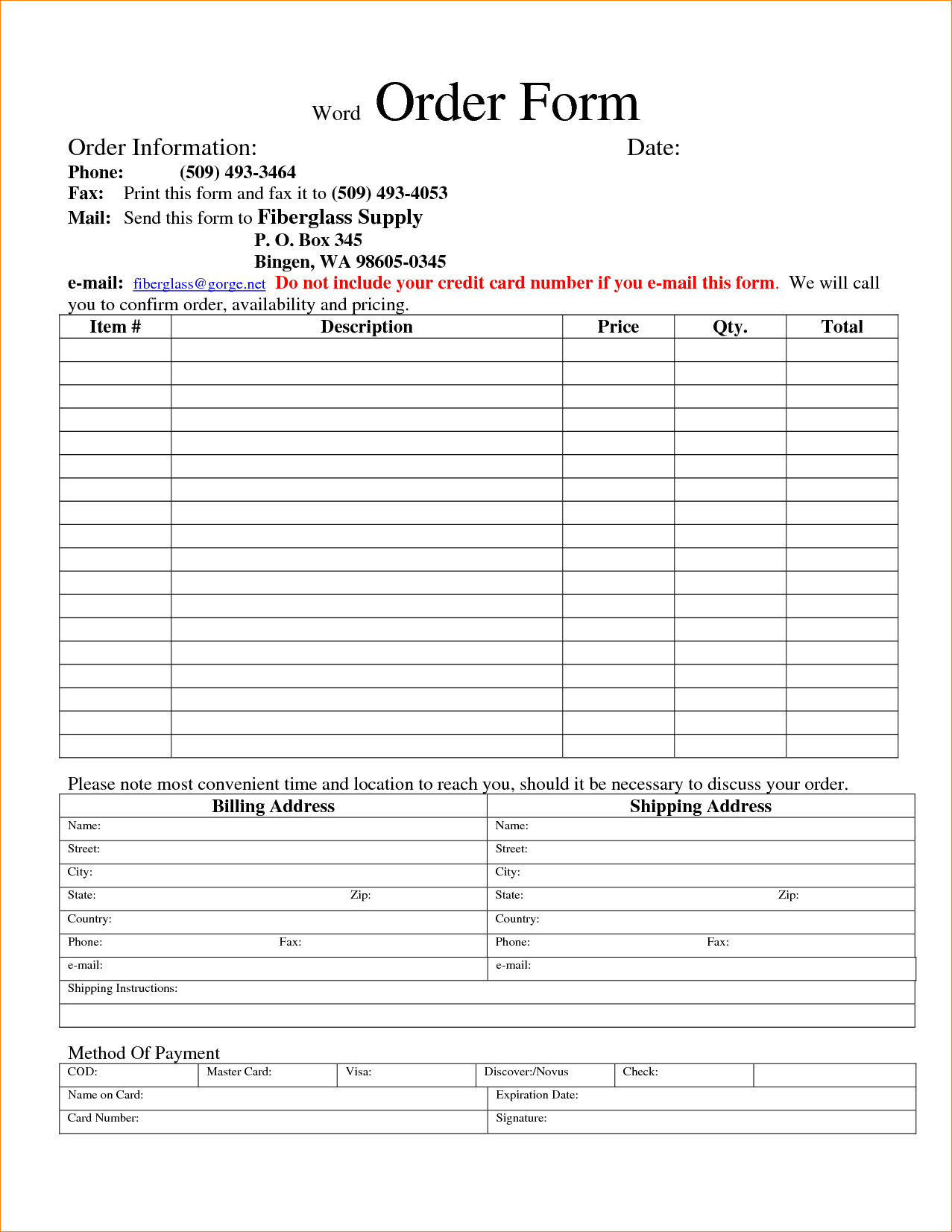 17+ Form Template For Word | Leterformat Regarding Order Form With Credit Card Template