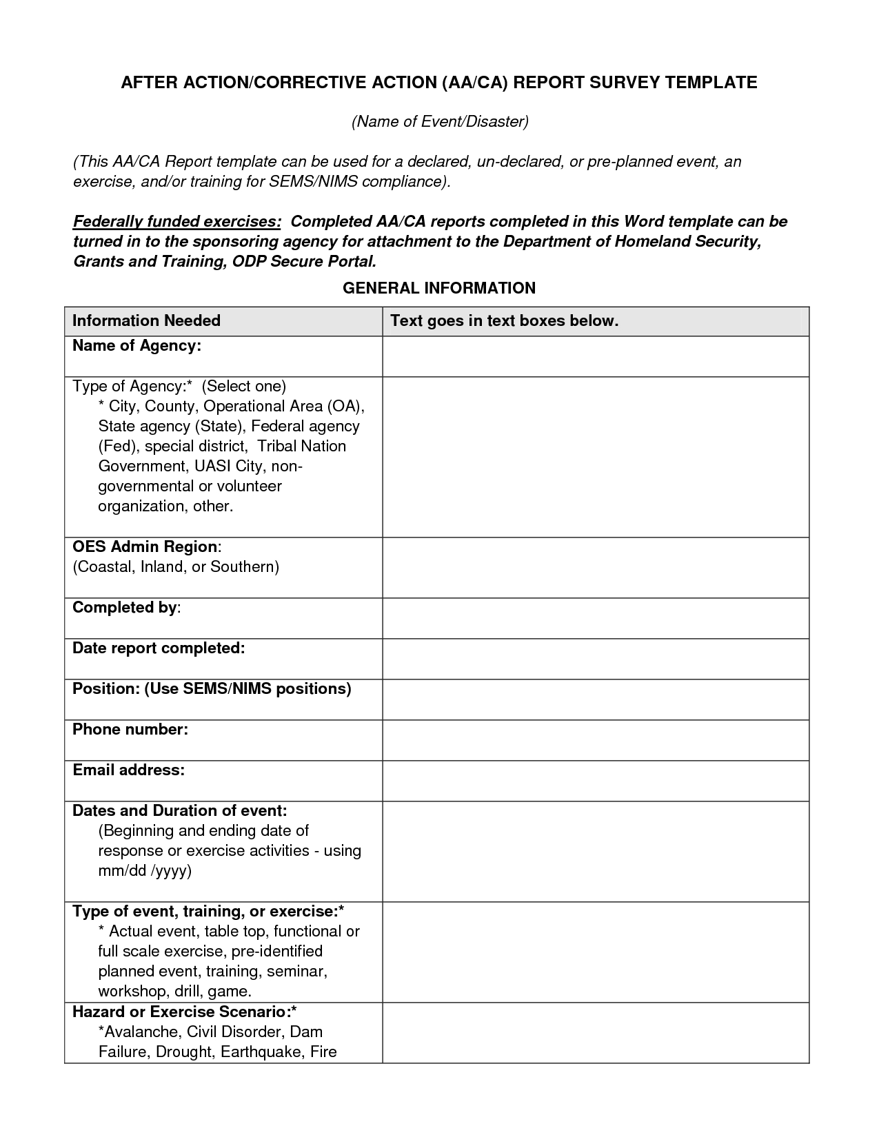 19 New Hseep Templates With Regard To After Event Report Template