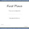 1St Place Award Certificate Template In First Place Award Certificate Template