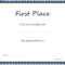 1St Place Award Certificate Template Within First Place Certificate Template