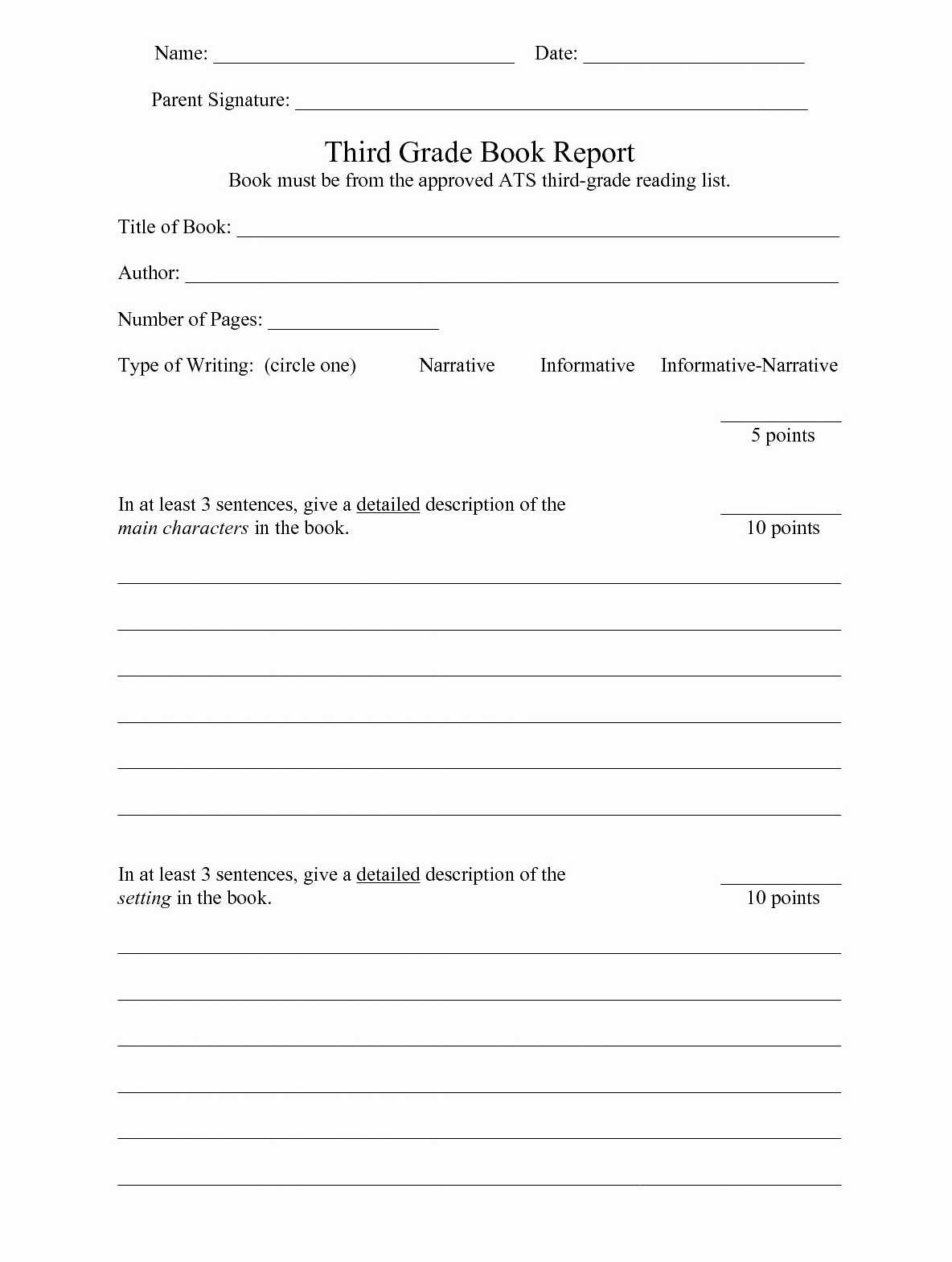 1St To 5Th Grade Book Report Template – One Platform For Throughout Book Report Template 3Rd Grade