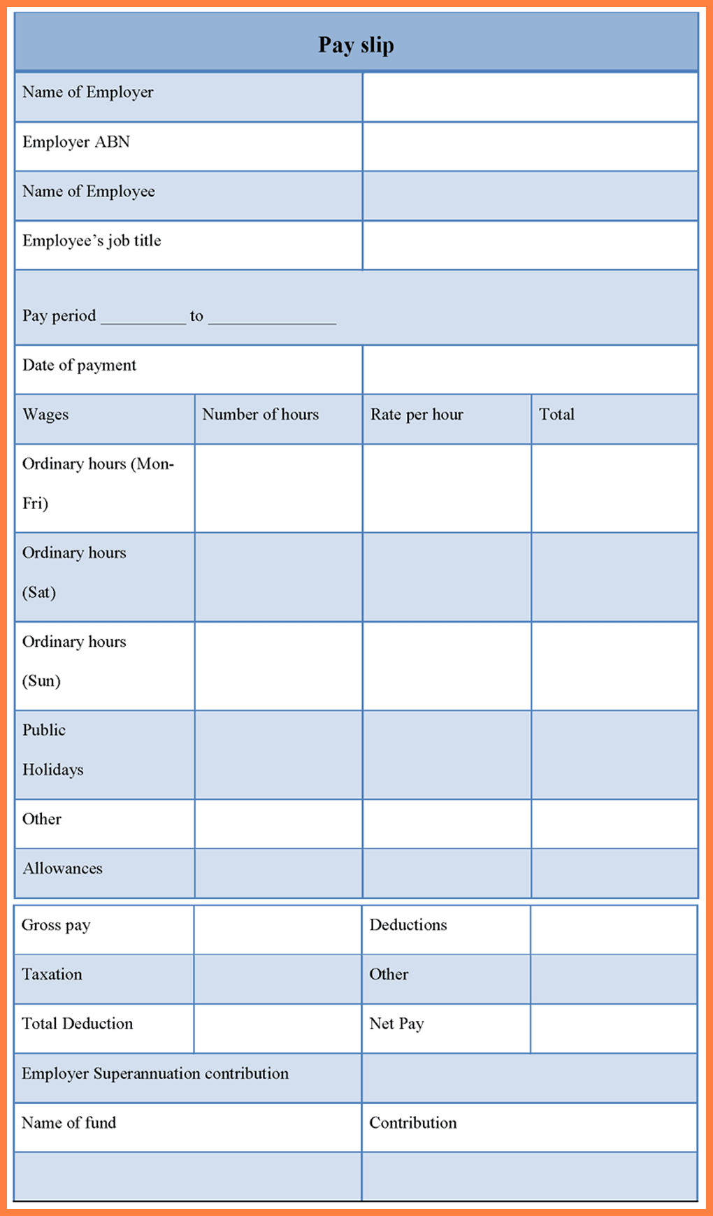 2+ Blank Payslip Template | Salary Slip With Blank Payslip Template