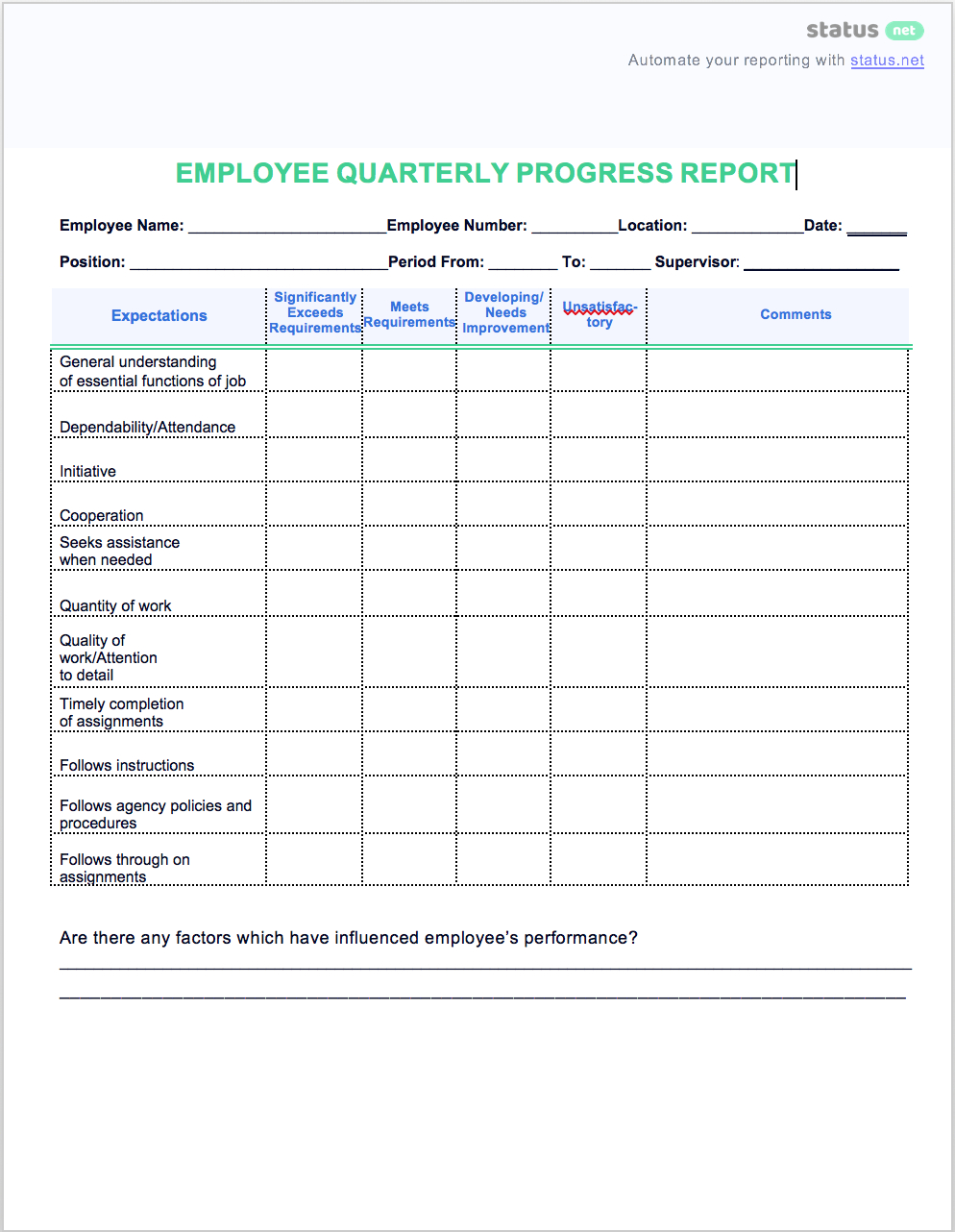 2 Easy Quarterly Progress Report Templates | Free Download For Quarterly Status Report Template