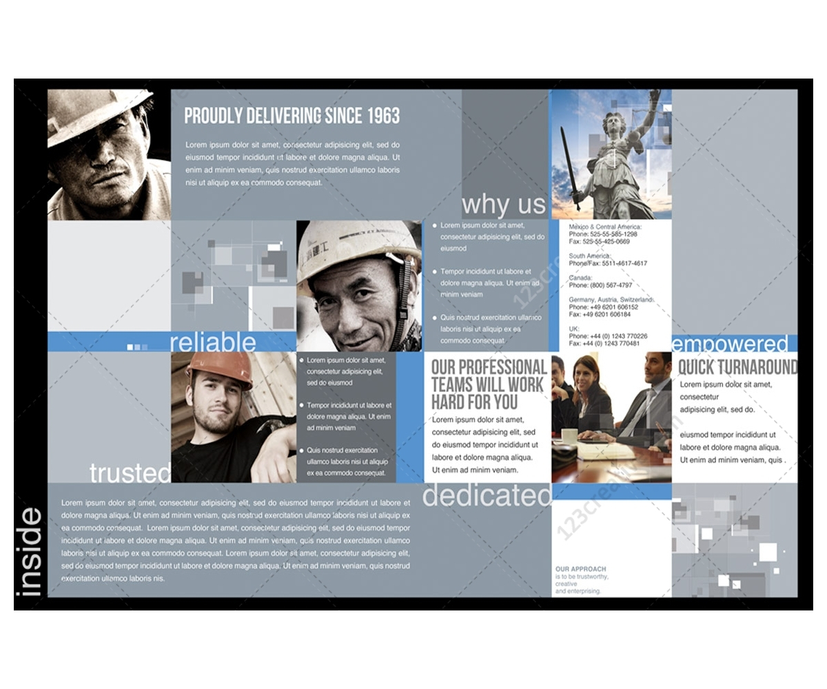 2 Pages Corporate Brochure Template For Construction Within Engineering Brochure Templates