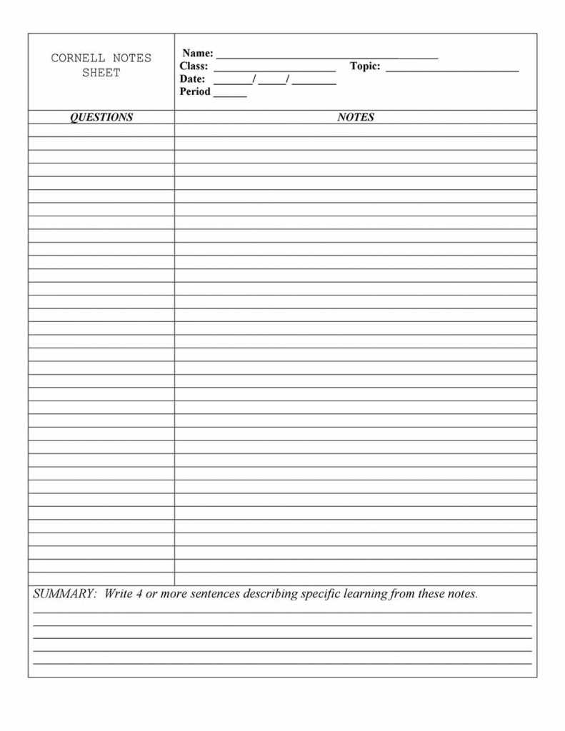 20+ Cornell Notes Template 2019 – Google Docs & Word With Regard To Cornell Note Template Word