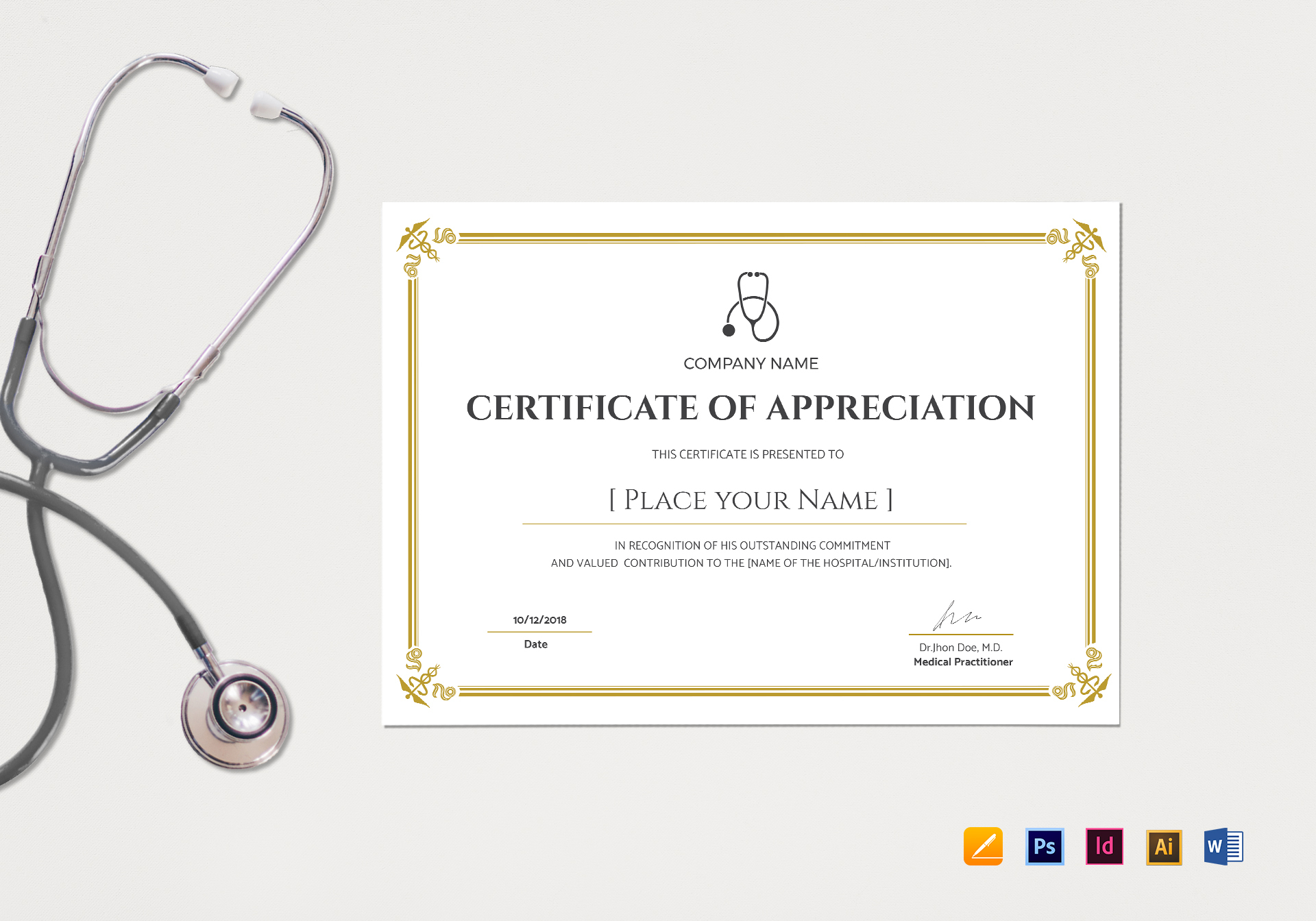 20+ Doctor Certificates Template | Sowtemplate In Mock Certificate Template