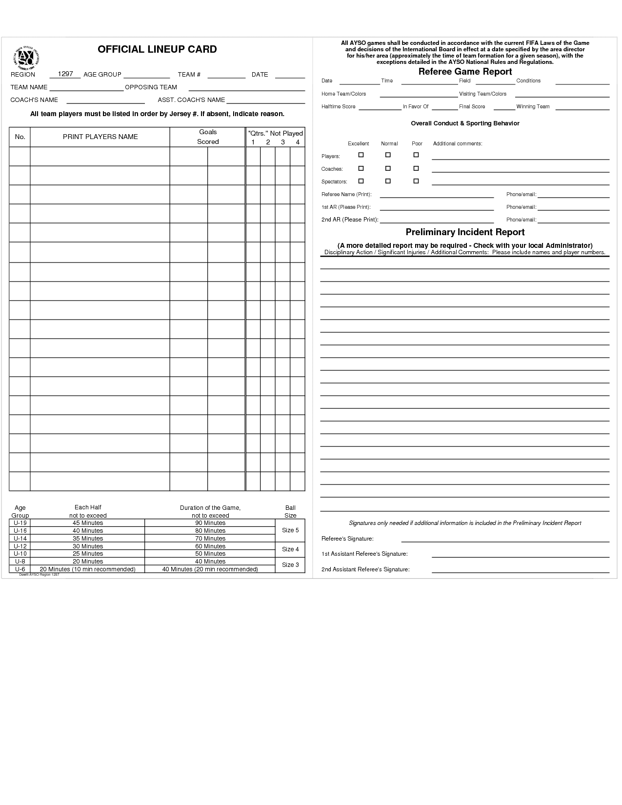 20 Images Of Ayso Game Card Template | Netpei Inside Soccer Referee Game Card Template