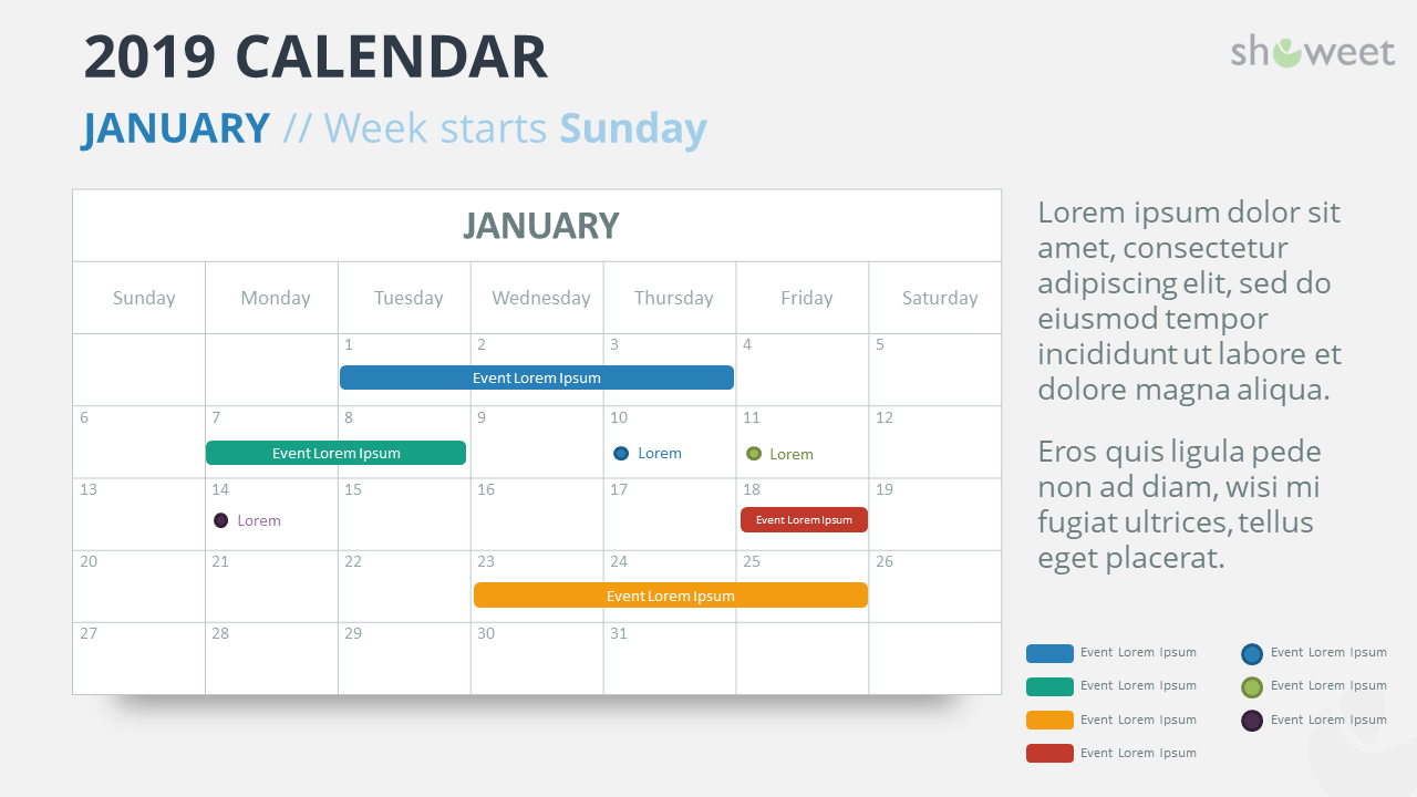 2019 Calendar Powerpoint Templates Intended For Microsoft Powerpoint Calendar Template