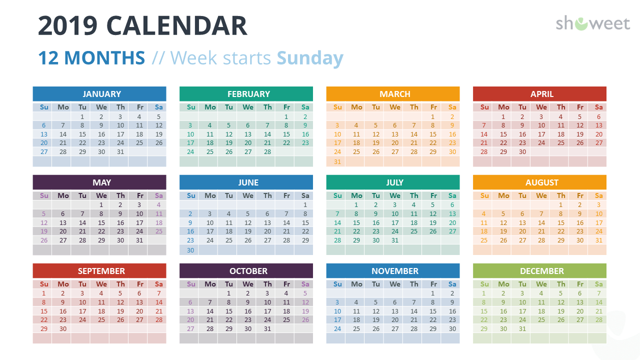 2019 Calendar Powerpoint Templates Throughout Powerpoint Calendar Template 2015