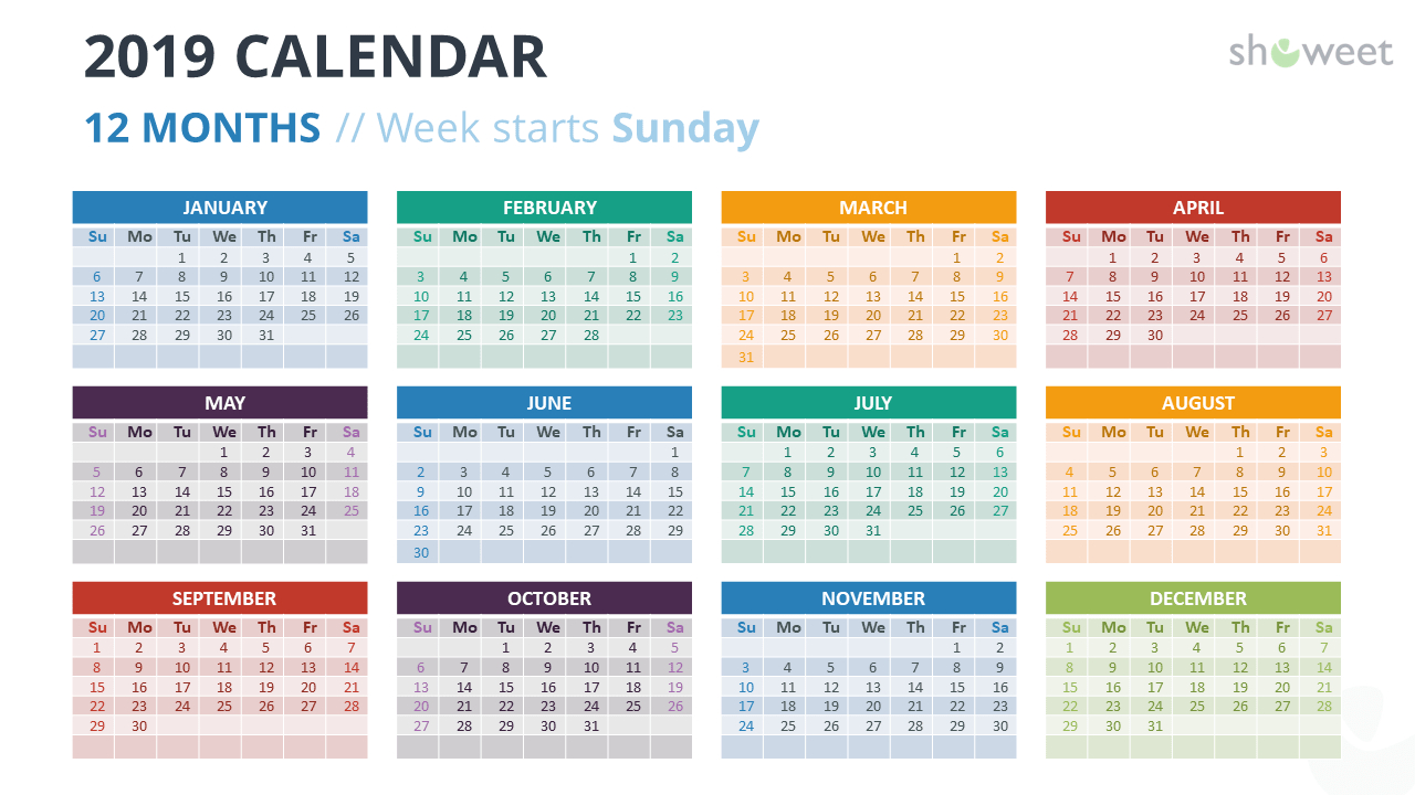 2019 Calendar Powerpoint Templates With Regard To Microsoft Powerpoint Calendar Template