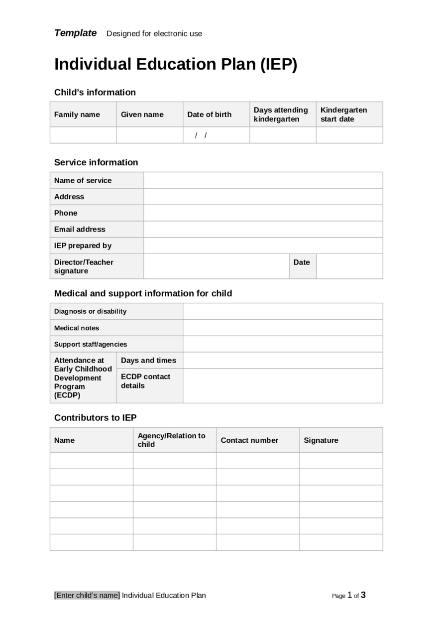 2019 Individual Education Plan – Fillable, Printable Pdf In Blank Iep Template