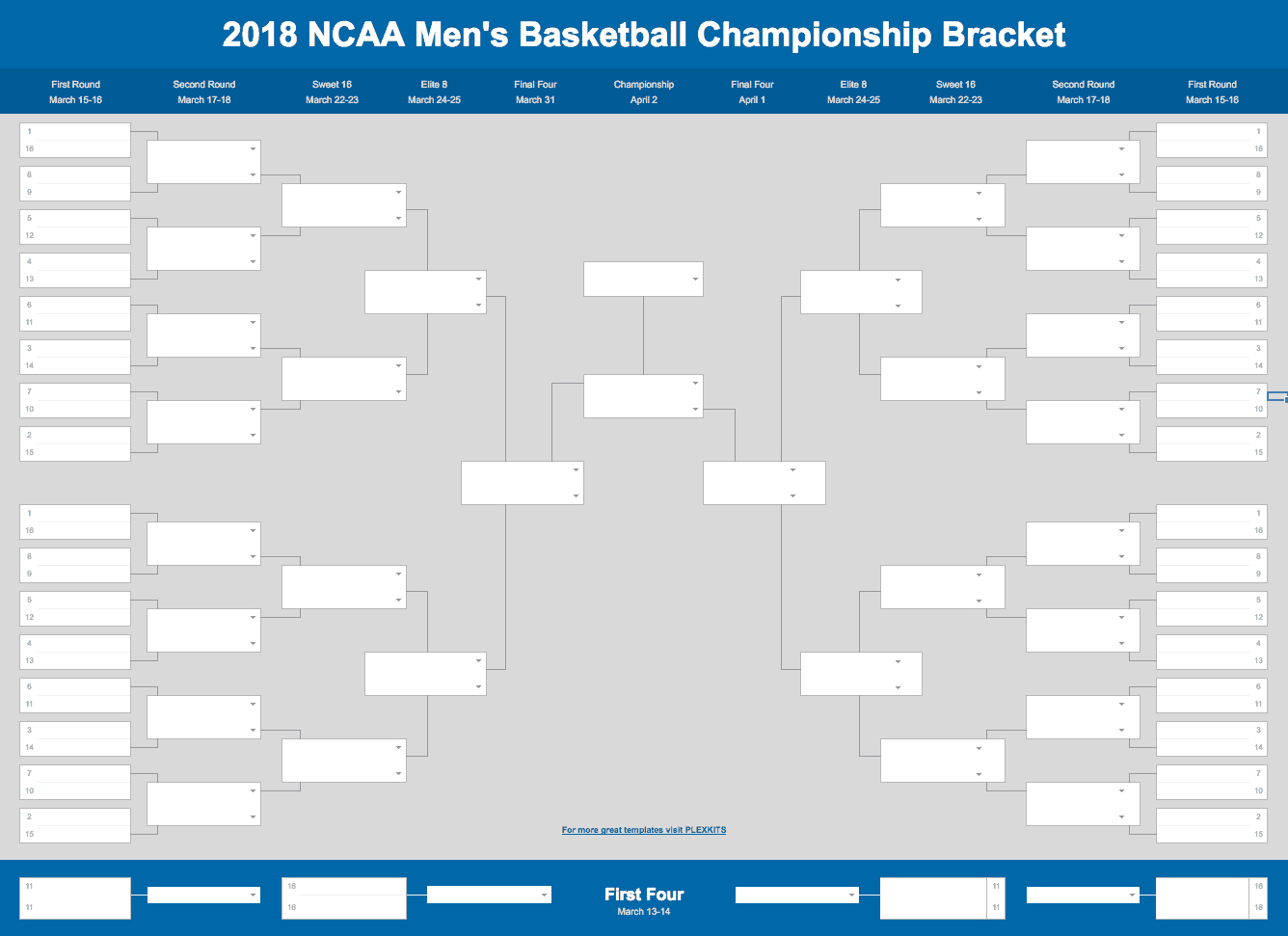 2019 March Madness Bracket (Excel And Google Sheets Template) Regarding Blank Ncaa Bracket Template