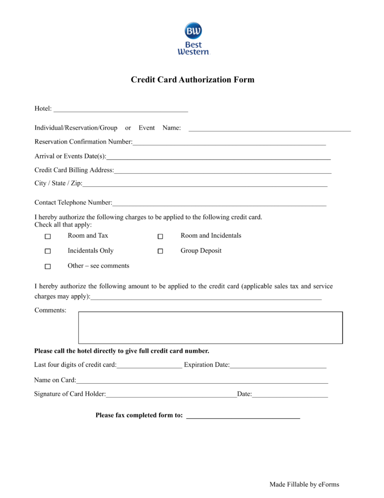 21+ Credit Card Authorization Form Template Pdf Fillable 2019!! In Hotel Credit Card Authorization Form Template