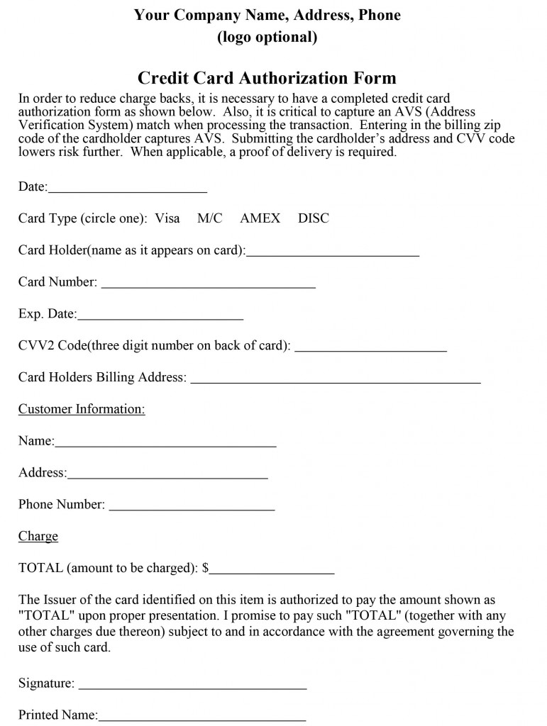 21+ Credit Card Authorization Form Template Pdf Fillable 2019!! Within Authorization To Charge Credit Card Template
